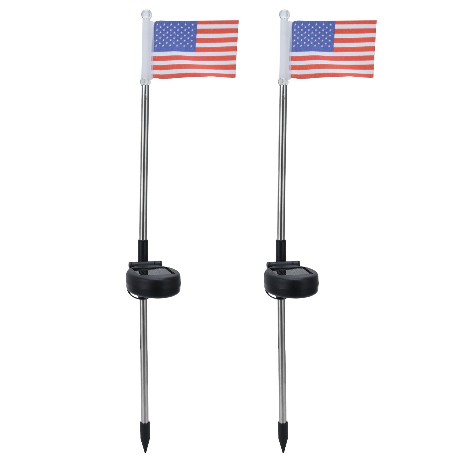 2PCS Solar Powered Garden Light US Flag Lawn Stake Lamp for Outdoor Landscape view 2