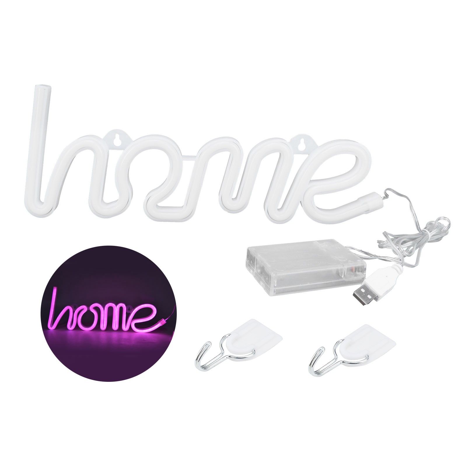 HOME Neon Sign Light USB/Battery Powered Wall Hanging Lamp for Festive view 2