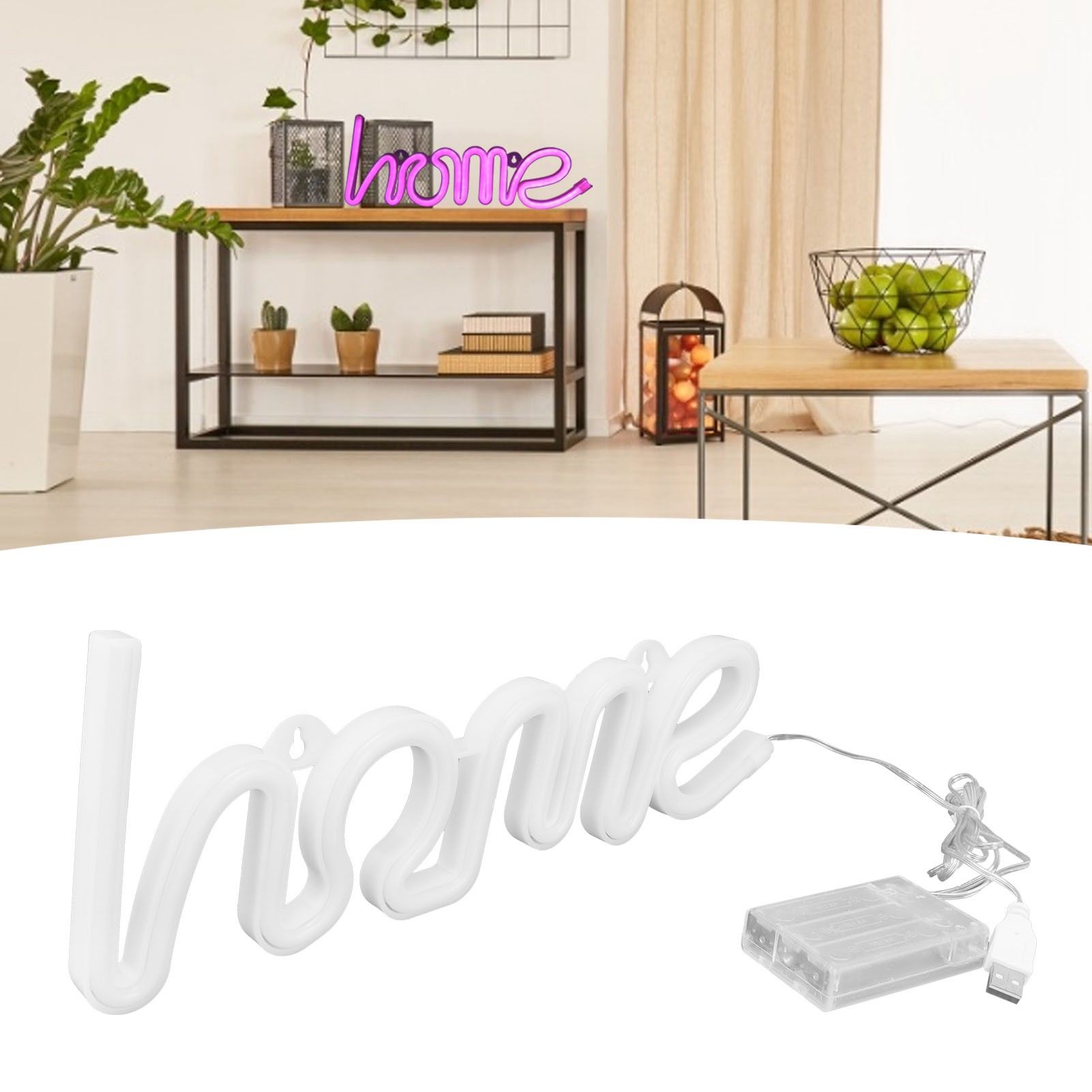 HOME Neon Sign Light USB/Battery Powered Wall Hanging Lamp for Festive view 12