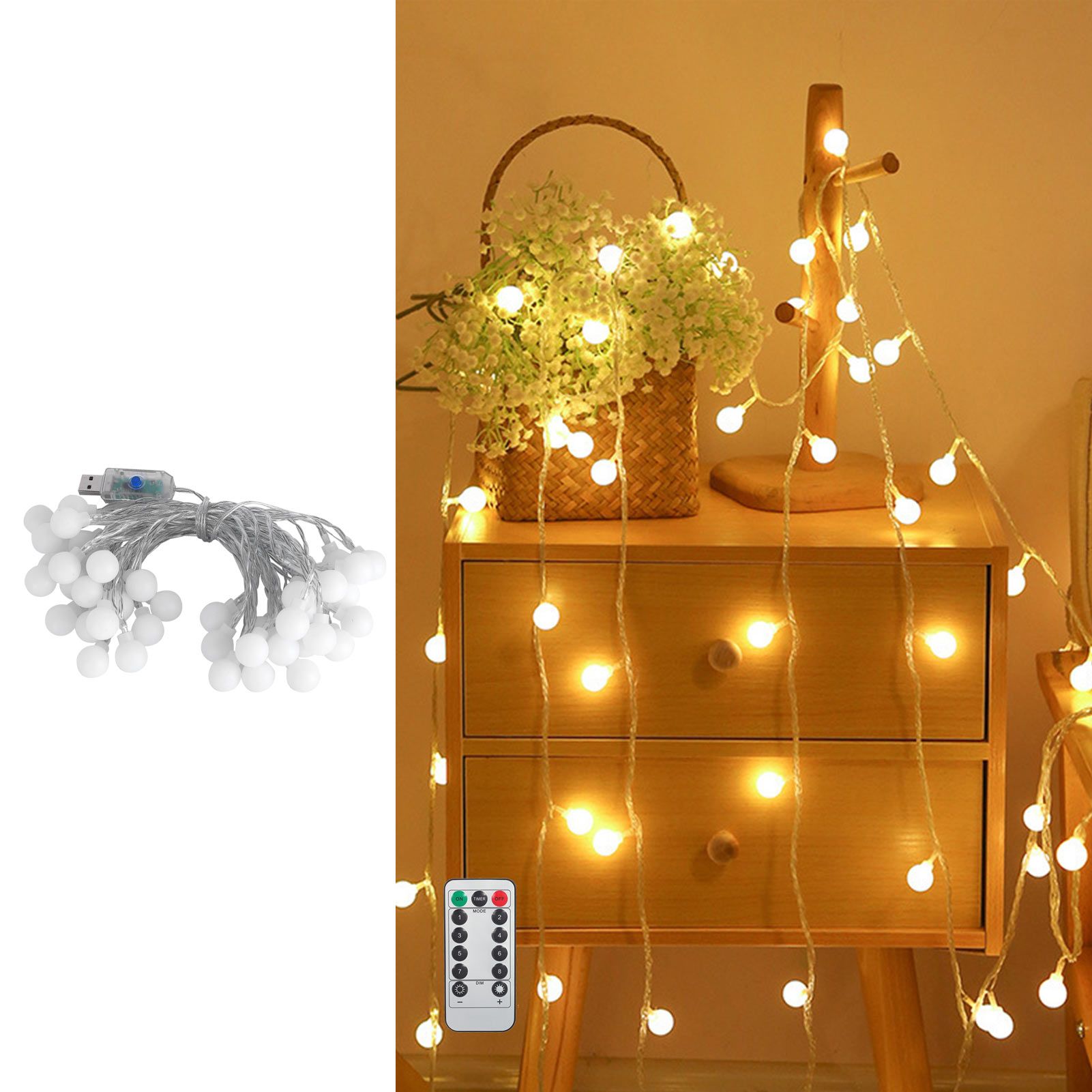 40LED Globe Ball String Lights 6M USB Decorative Hanging Lights with 8‑Mode view 12
