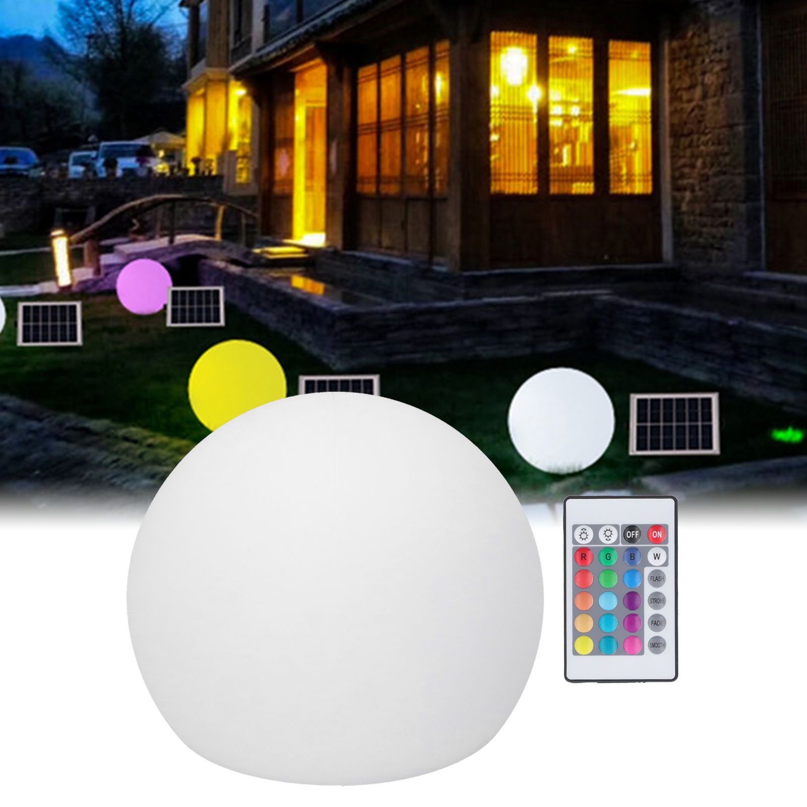 LED Ball Light Outdoor Waterproof RGBW Globe Lamp with 16 Color Dimmable 4 view 11