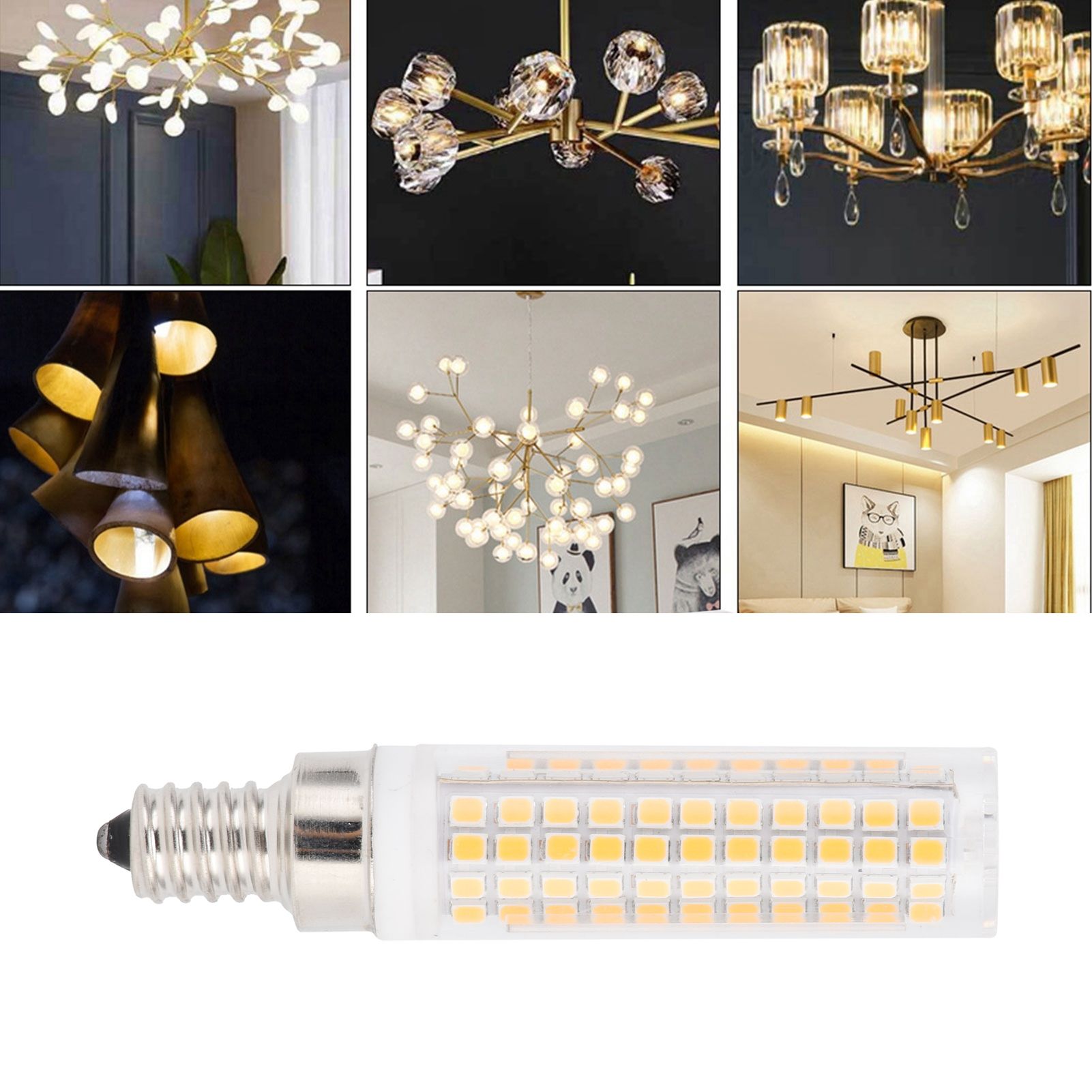 E12 Bulb LED Corn Lamp 1200LM 136LED Dimmable Bulb for Chandelier Ceiling view 12