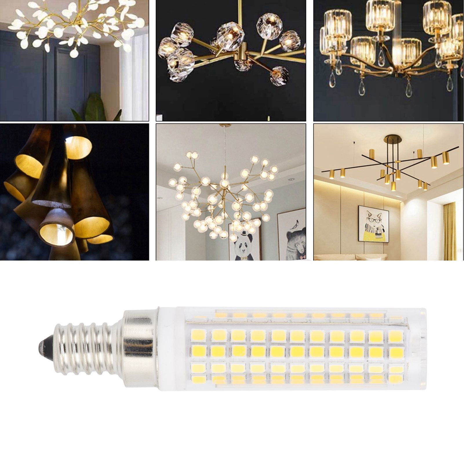 E12 Bulb LED Corn Lamp 1200LM 136LED Dimmable Bulb for Chandelier Ceiling view 12