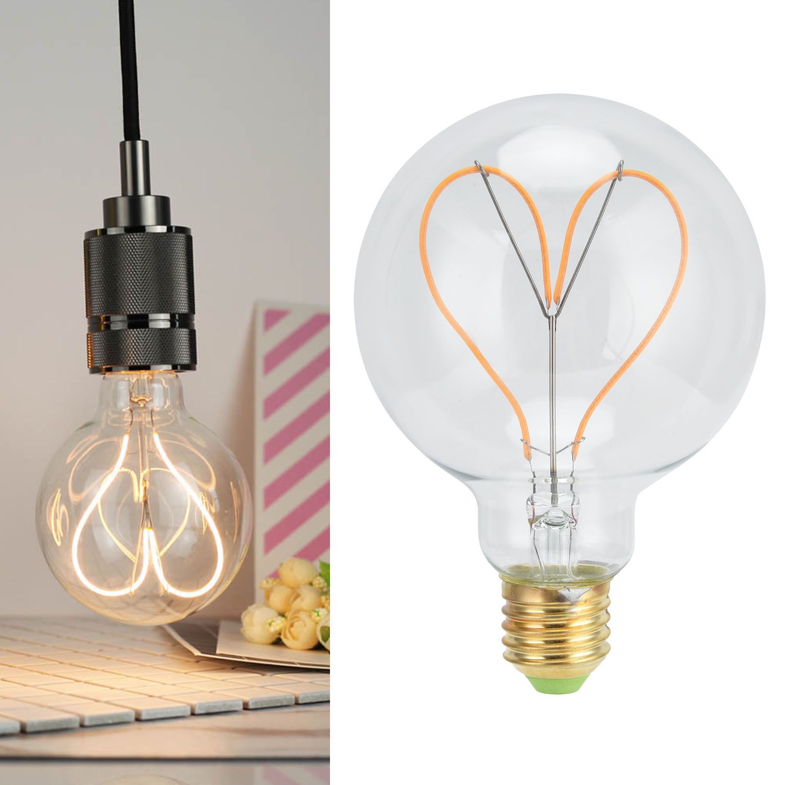 G95 Heart Shaped LED Retro Bulb E27 4W 110V Dimmable Light Bulb for Bedroom view 11
