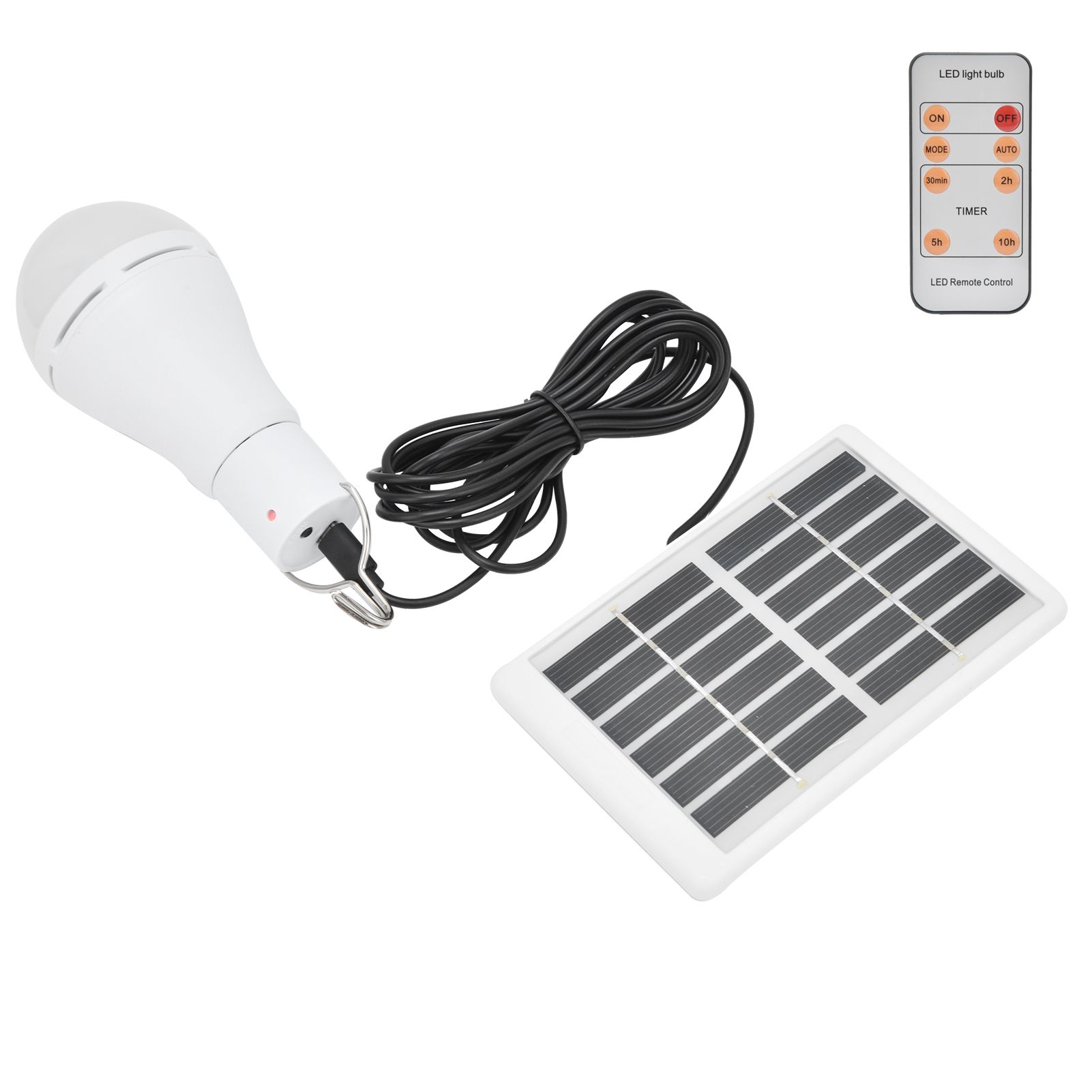 7W LED Solar Bulb Light 5‑Gear Light‑Controlled Positive White Light view 6