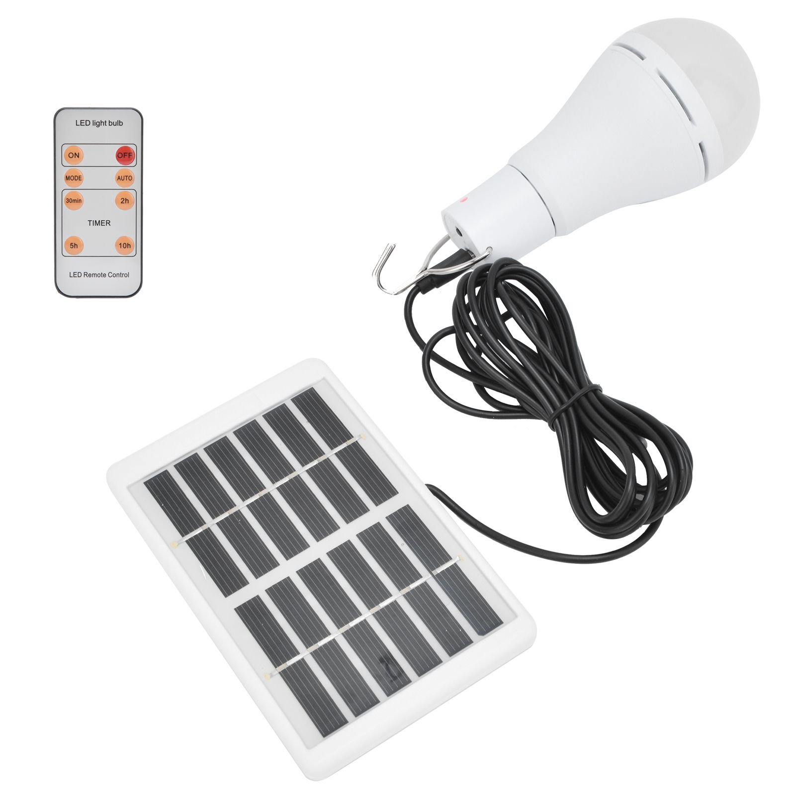 7W LED Solar Bulb Light 5‑Gear Light‑Controlled Positive White Light view 7