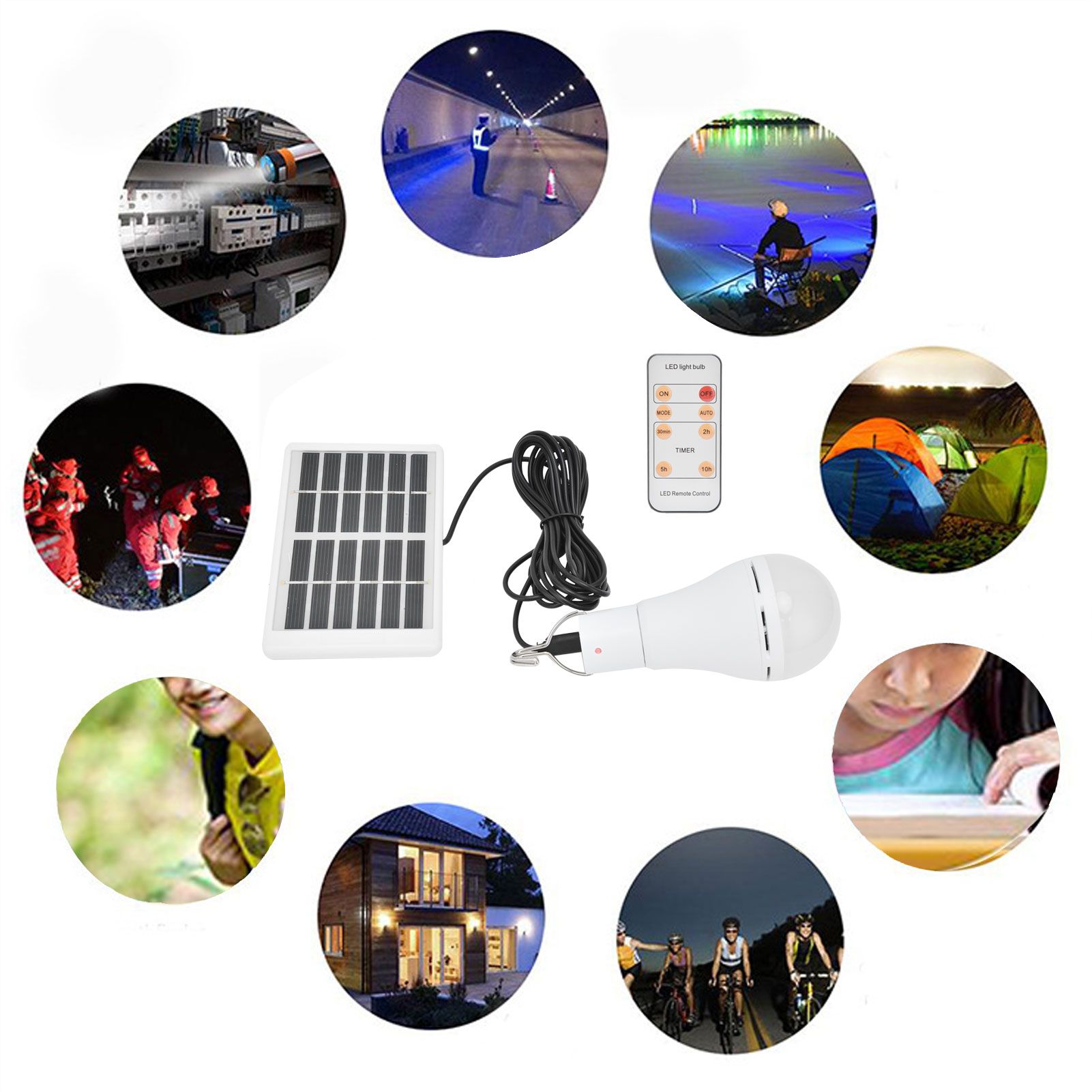7W LED Solar Bulb Light 5‑Gear Light‑Controlled Positive White Light view 11