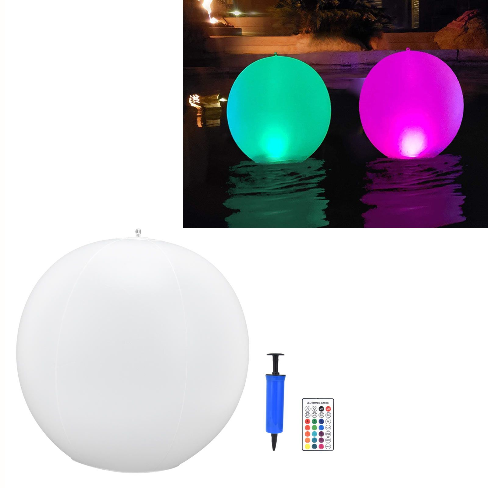 2Pcs LED Solar Floating Ball Light with Remote 16Color RGBW Decorative Lamp view 12