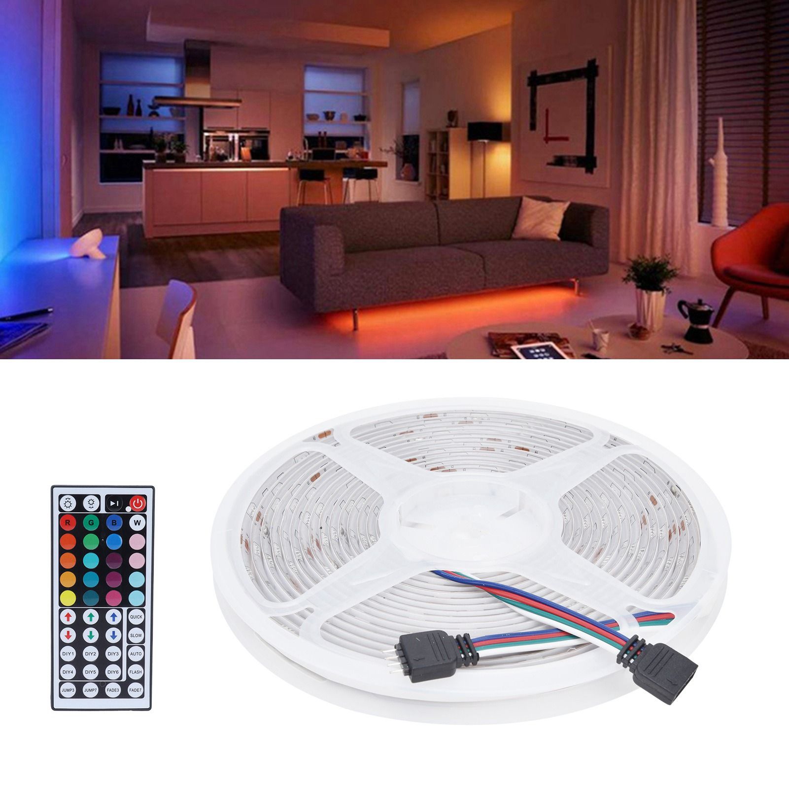 16.4ft 5050 Light Strip RGBW LED Strip Colorful Light 44‑Key Remote Control view 12