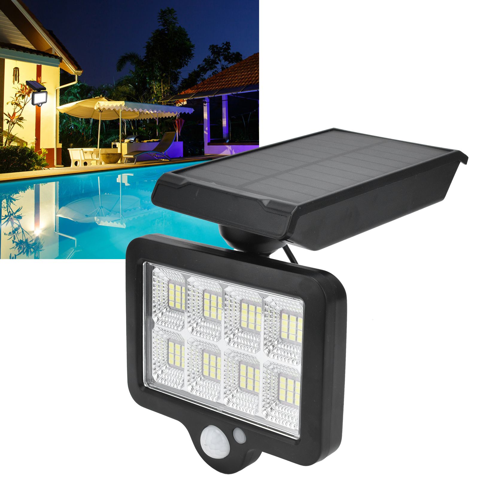 Solar Human Body Induction Light Waterproof 96LED Solar Wall Lamp with Remote view 11