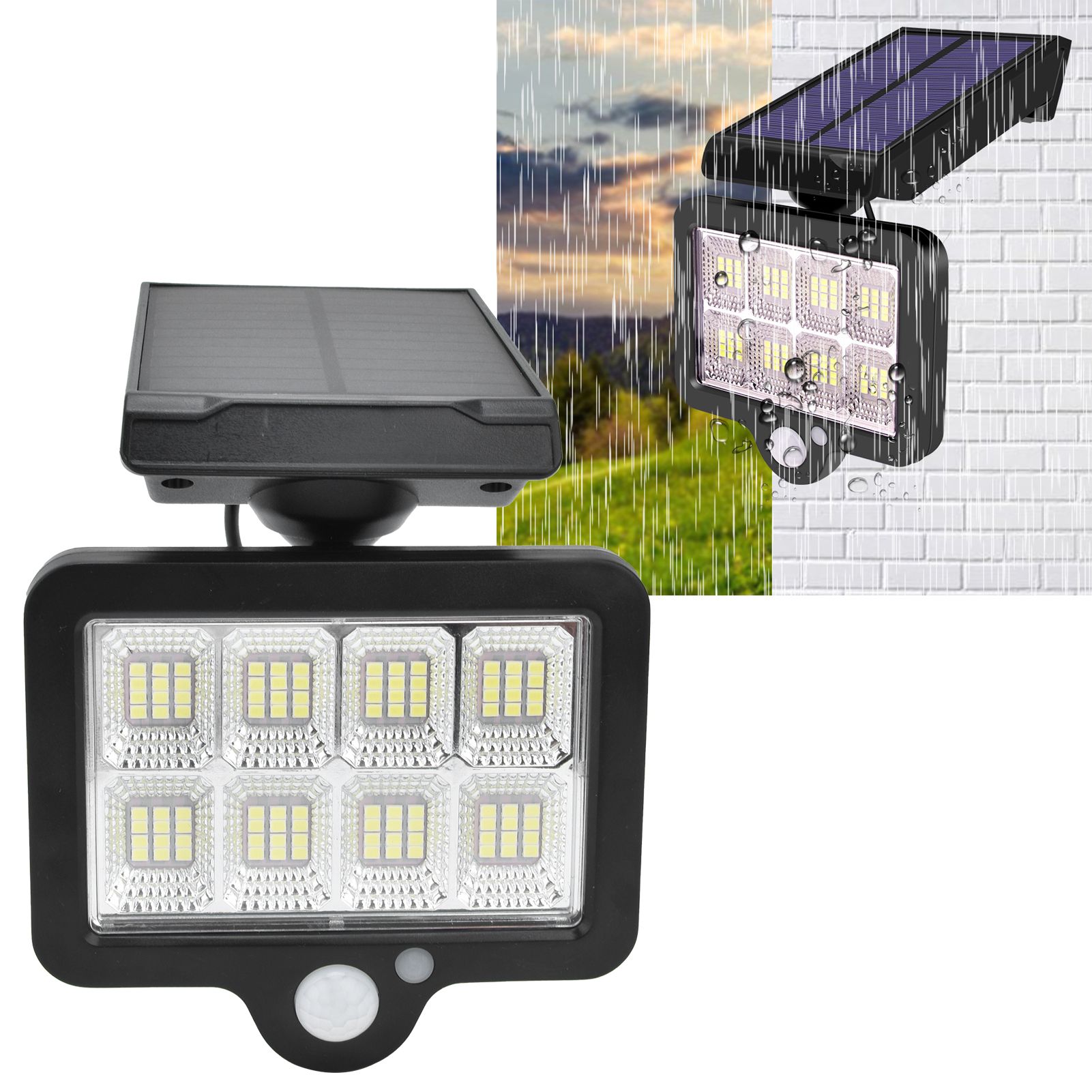 Solar Human Body Induction Light Waterproof 96LED Solar Wall Lamp with Remote view 12