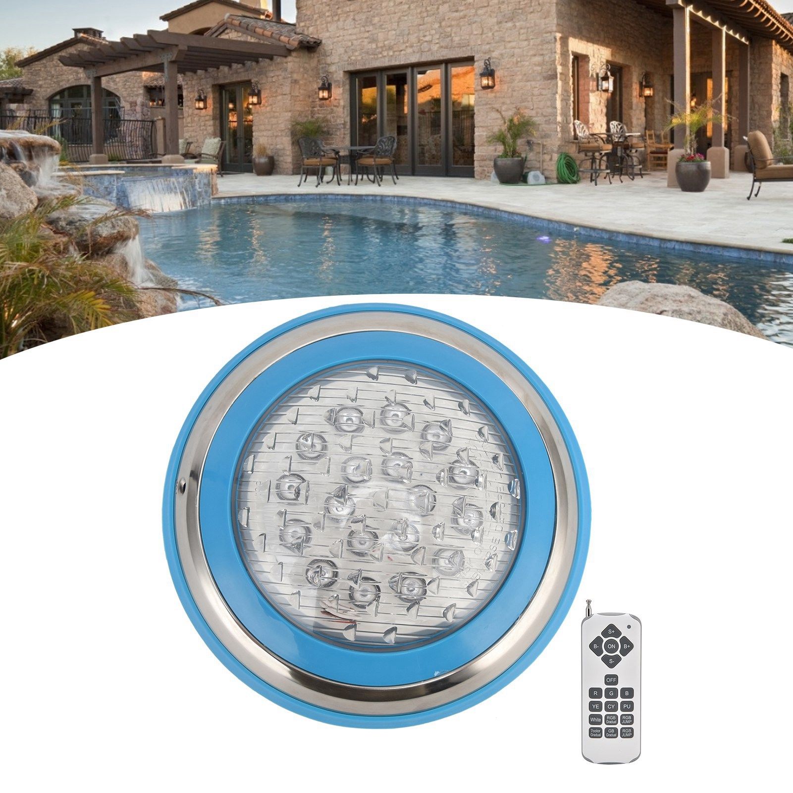 LED Simming Pool Light Underwater Light AC12V RGB HighPower 18Key Remote view 12