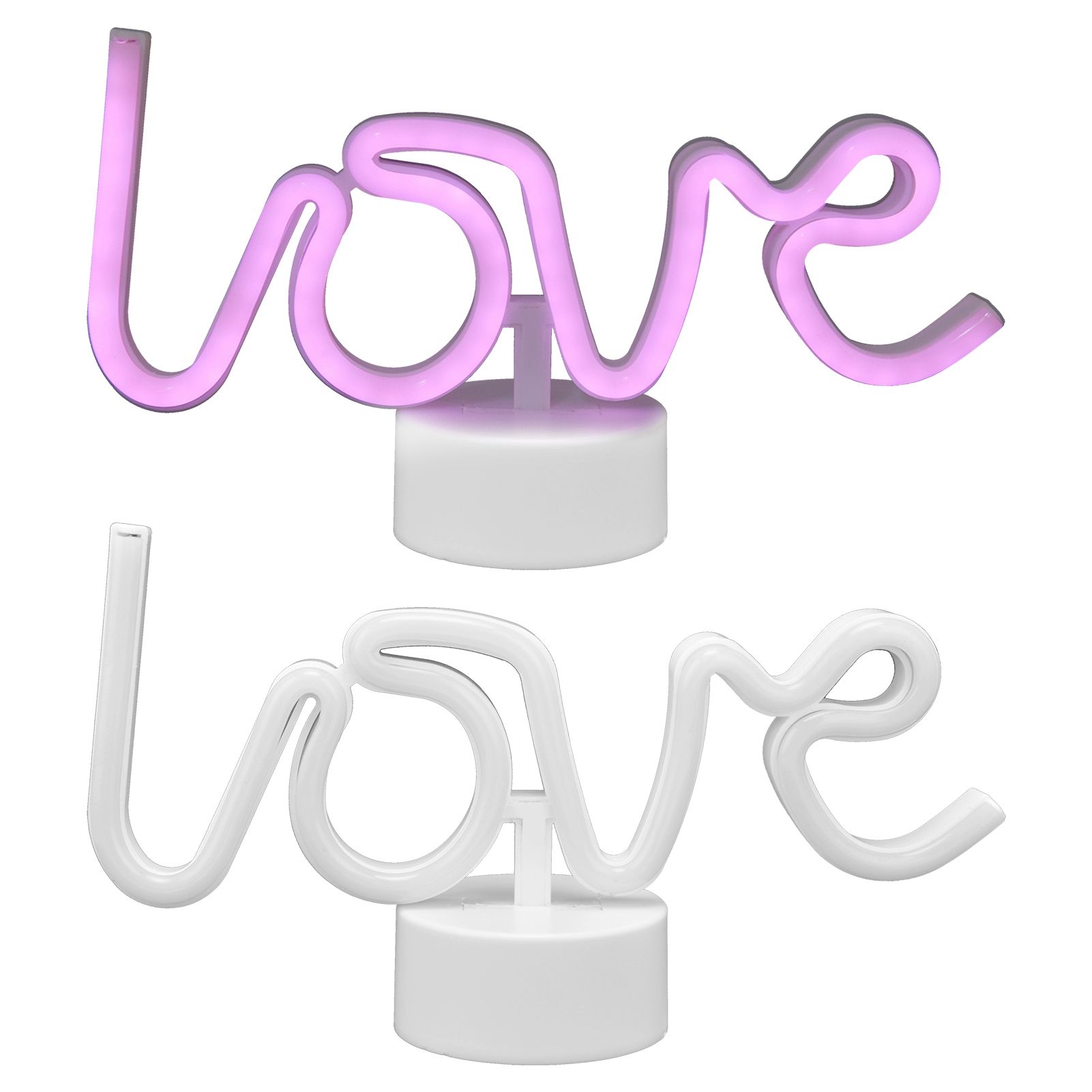 Pink Love Neon Light Battery Operated LED Neon Sign with Base for Home Bedroom