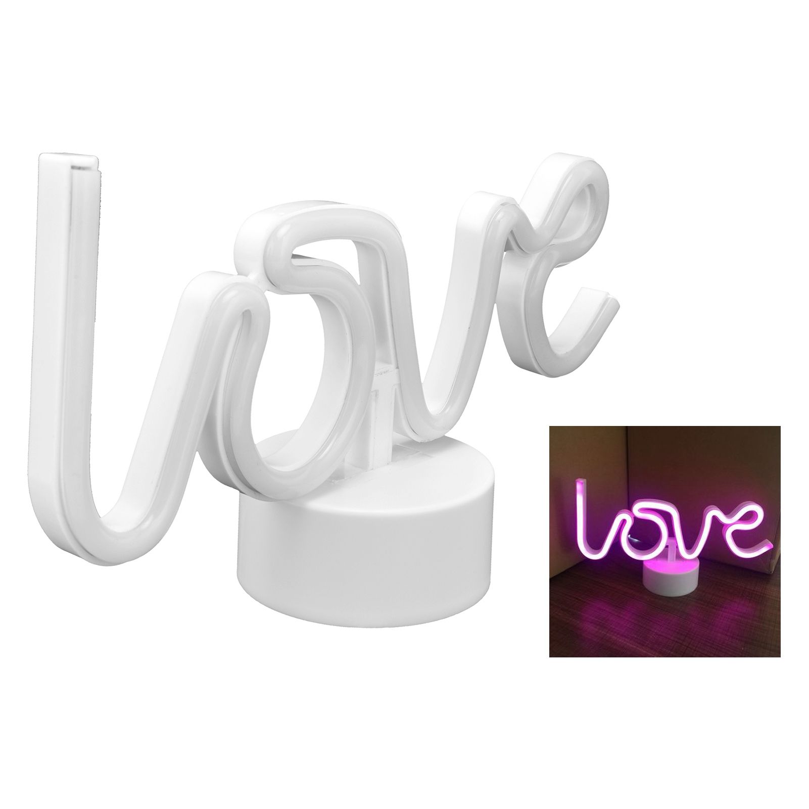 Pink Love Neon Light Battery Operated LED Neon Sign with Base for Home Bedroom view 12