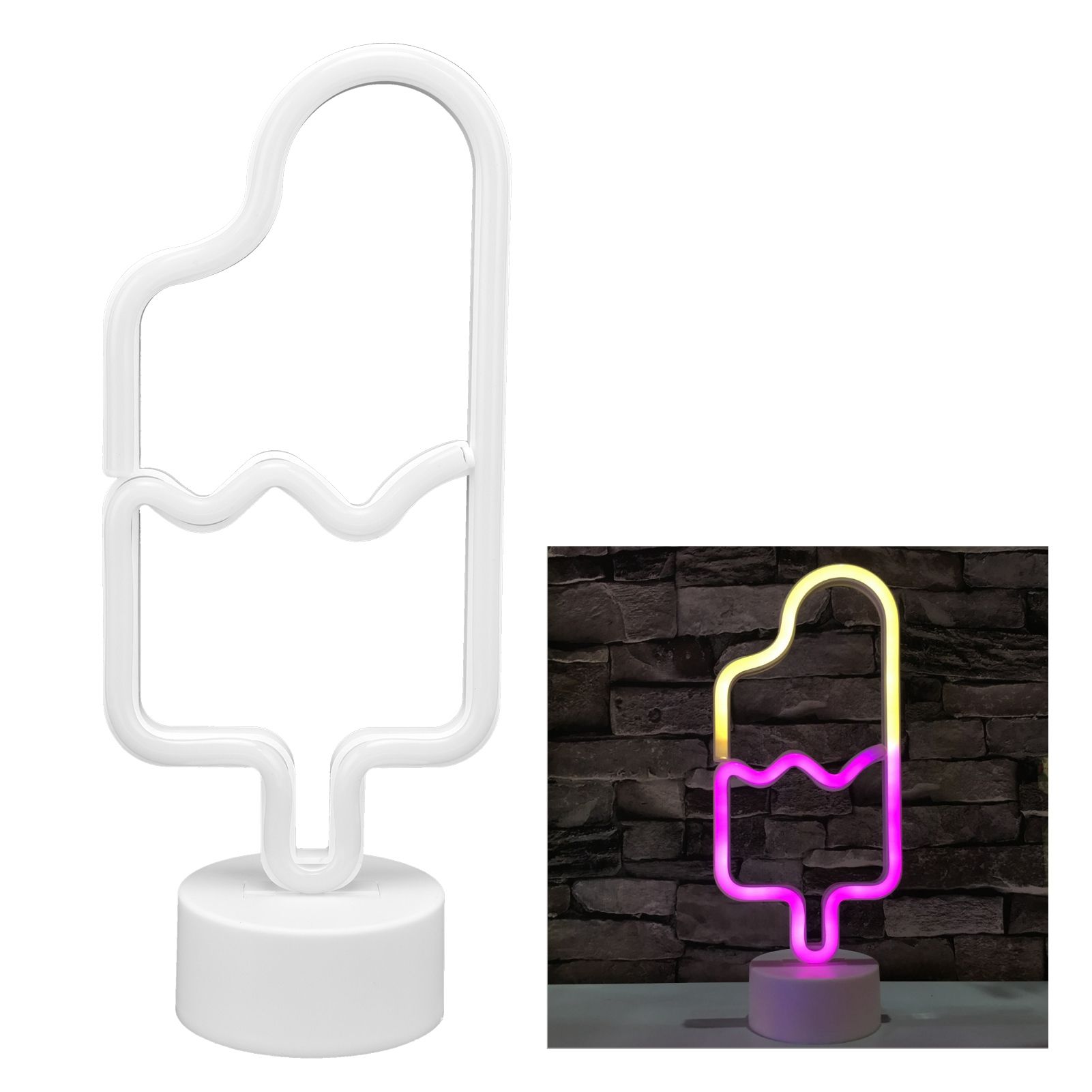 LED Neon Lamp Cute Ice Cream Neon Sign Light with Base Baby's Room Bar Party view 11