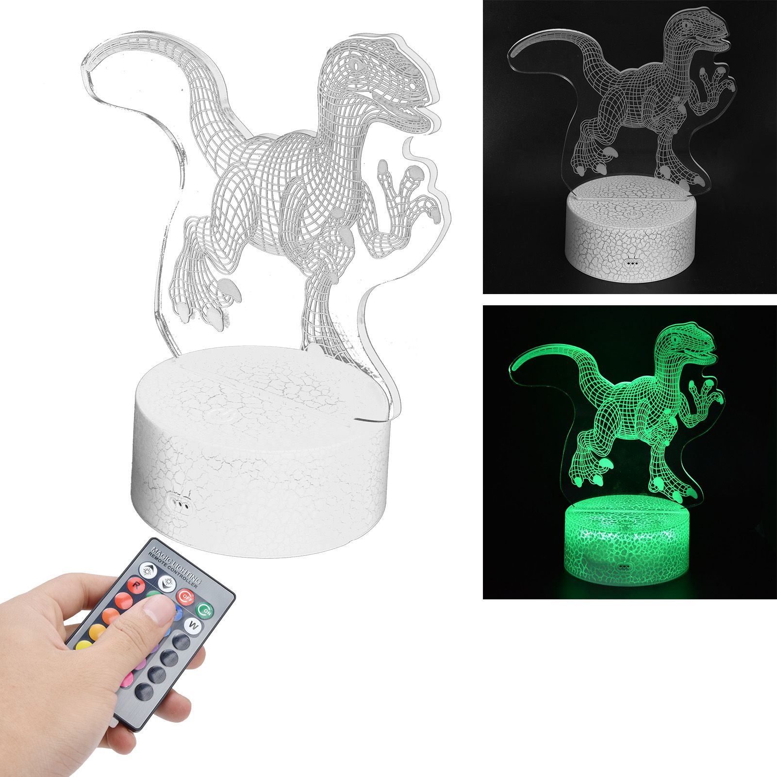 Dinosaur 3D Night Light 16 Colors 4 Modes RGB Colorful Dimmable Touch Control view 12