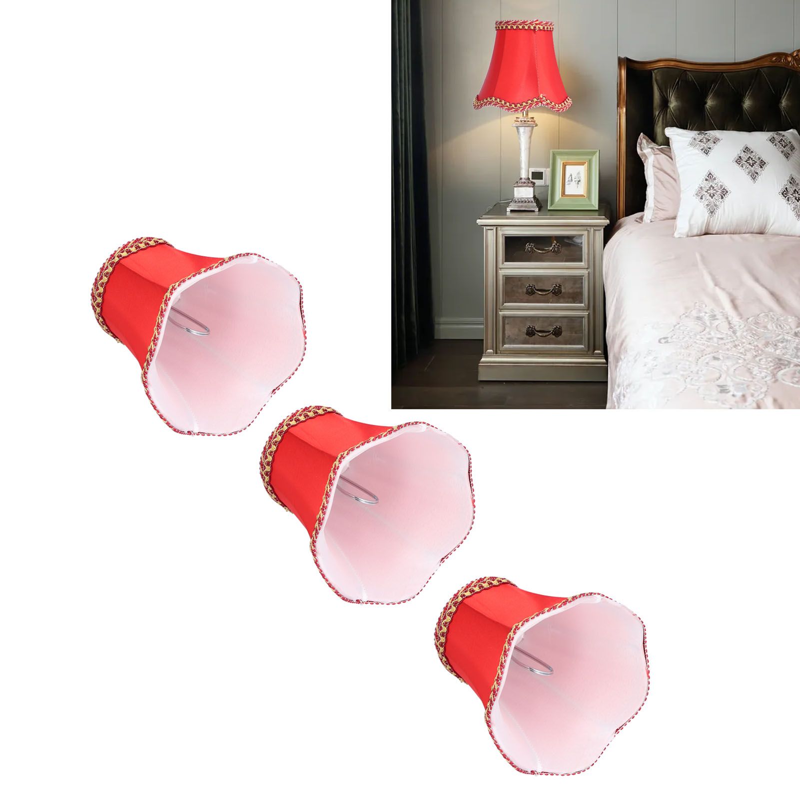 3Pcs E14 Fabric Lamp Shade Modern ClipOn Lampshade for Home Wall Candle Lamps view 12