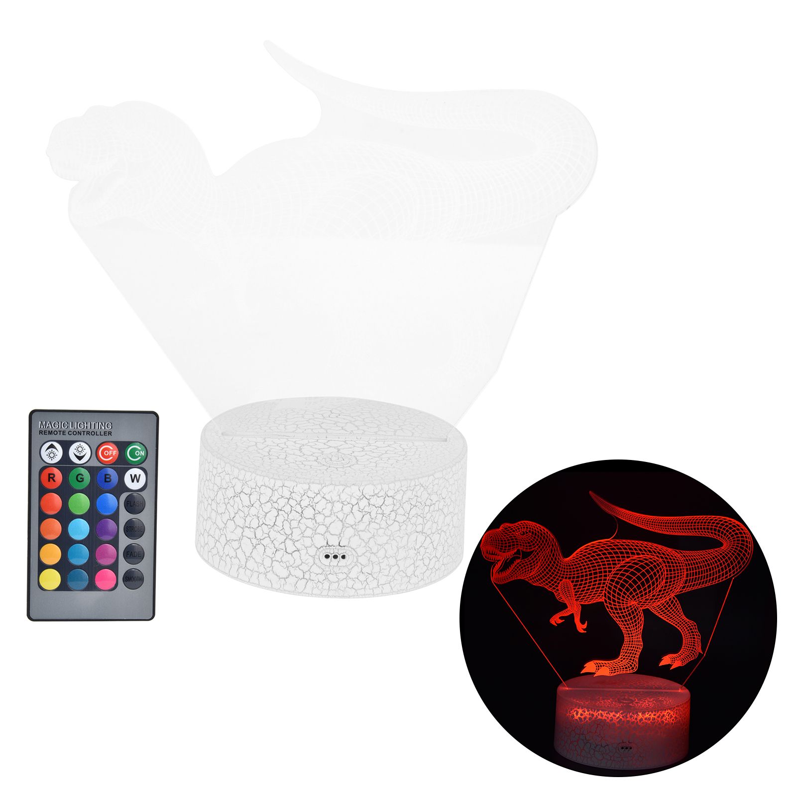 Dinosaur Night Light 16 Colors 4 Modes 3 Dimensional Lamp with Remote Control view 10