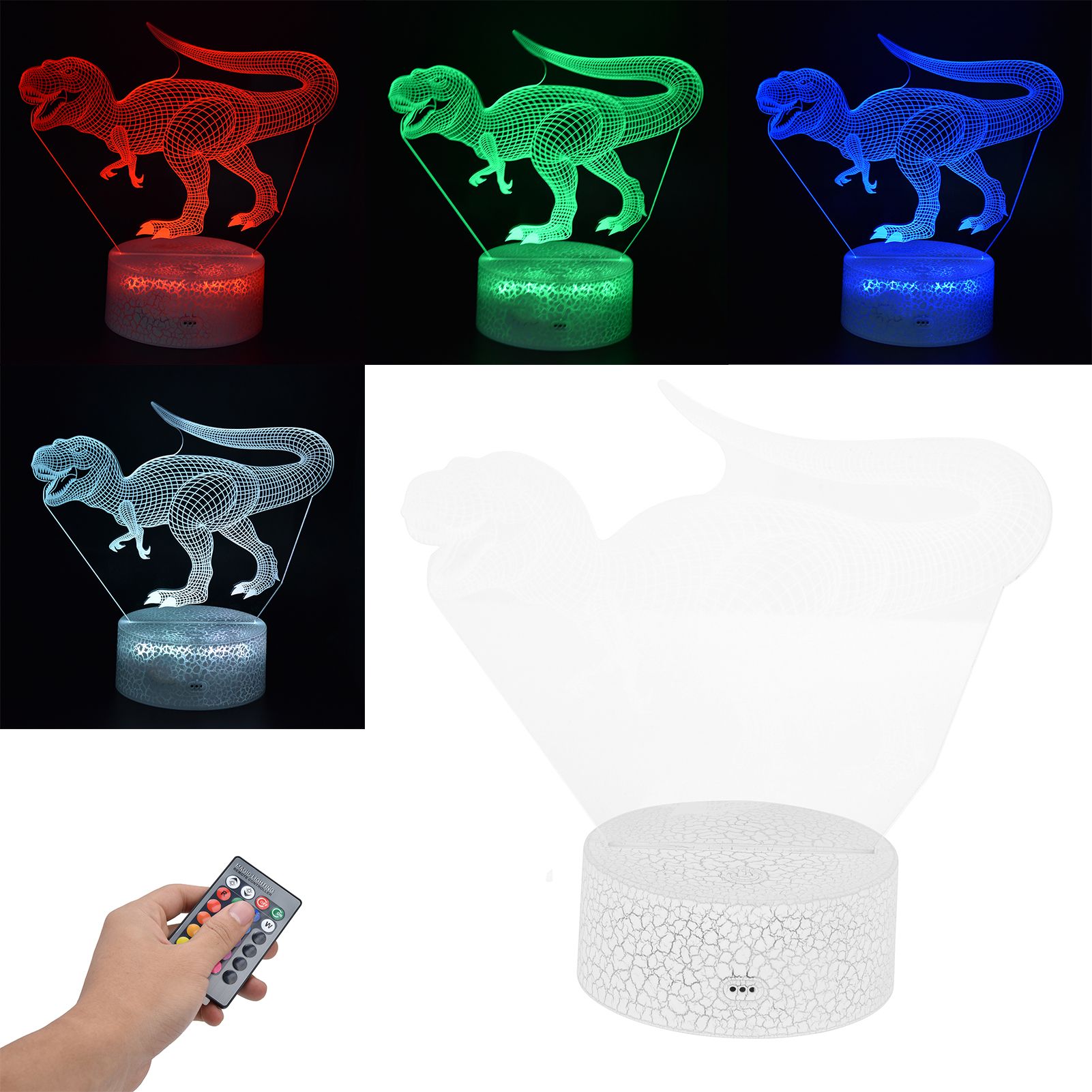 Dinosaur Night Light 16 Colors 4 Modes 3 Dimensional Lamp with Remote Control view 11