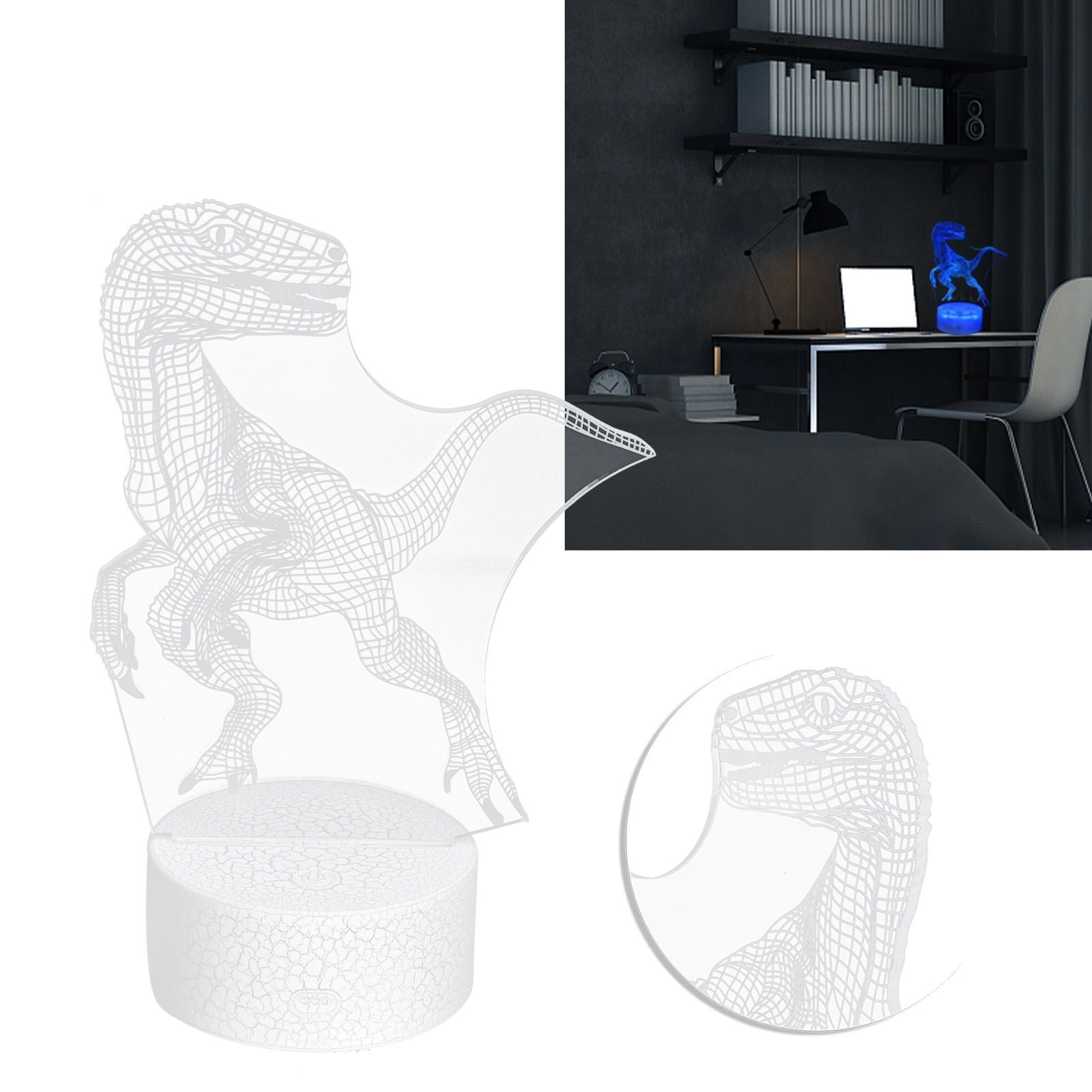 Dinosaur Lamp 16 Color 5 Levels Brightness 4 Modes Nightlight Decor for Living view 12