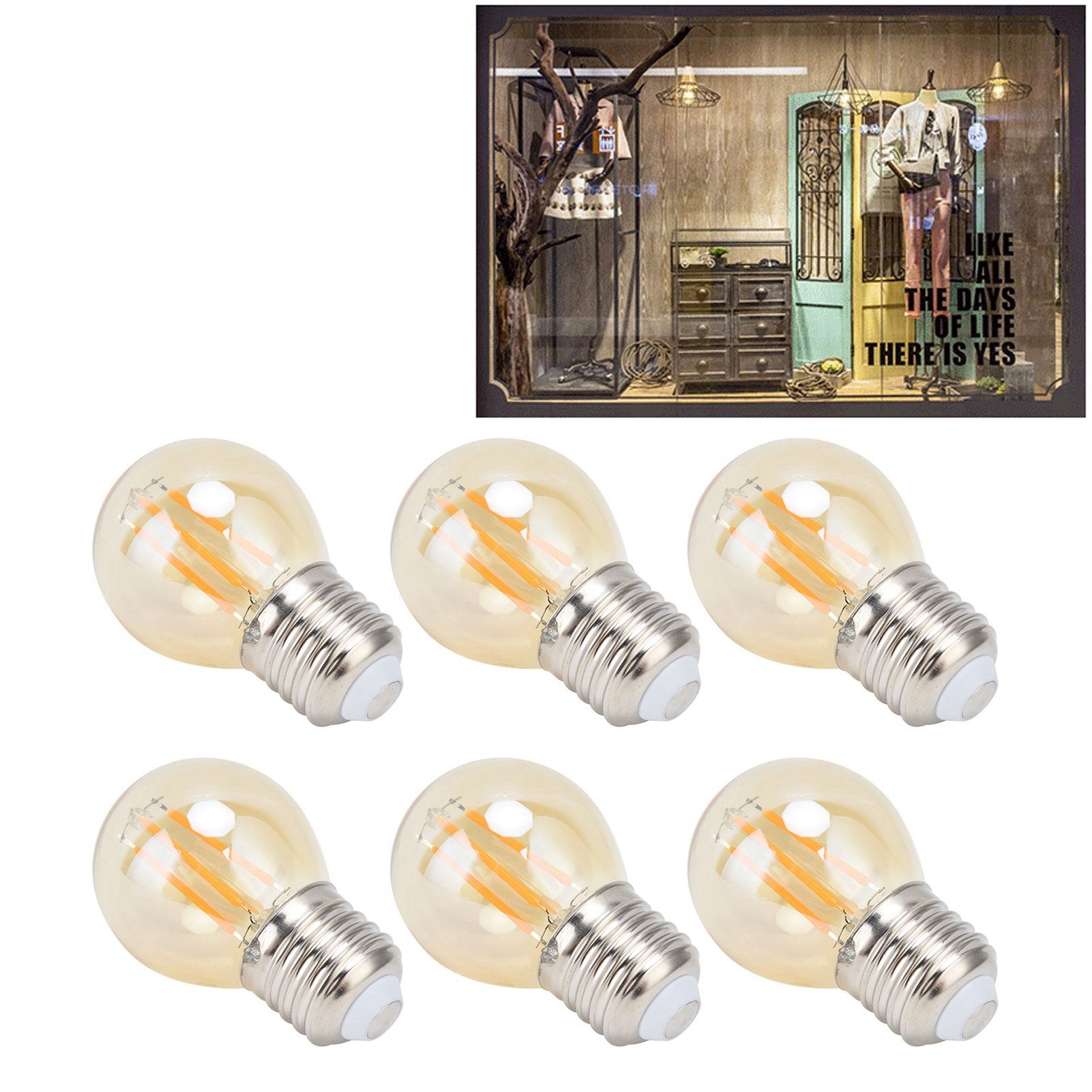6Pcs Vintage LED Light Bulb Gold Glass Dimmable G45 E27 4W Filament Bulbs Warm view 11