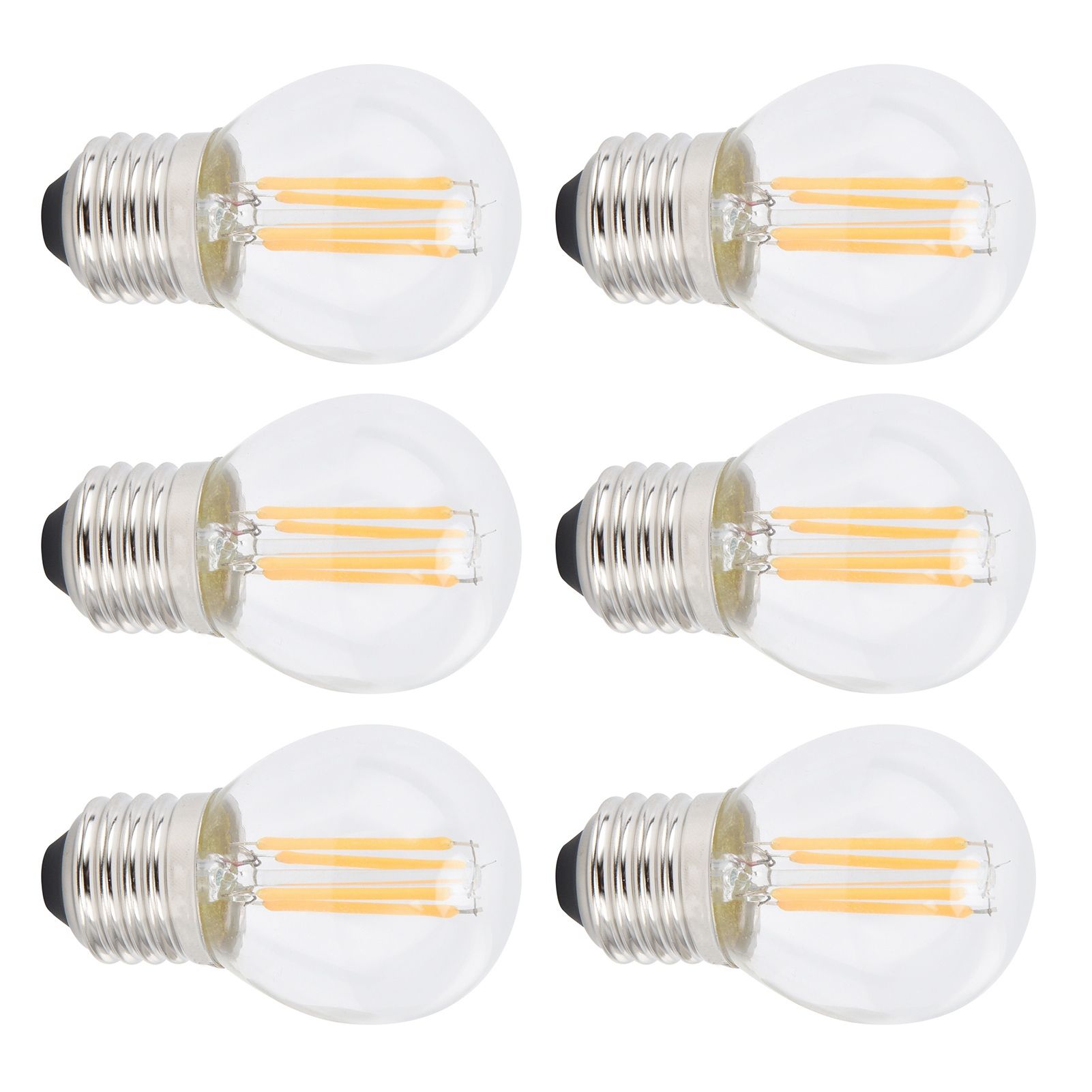 6Pcs Dimmable LED Lamp Bulbs G45 E27 4W Transparent Filament Bulbs for Home
