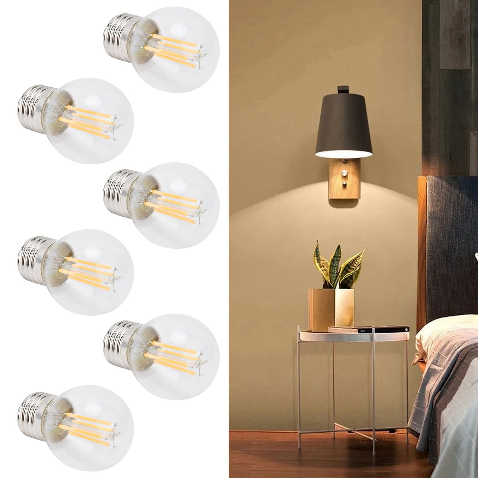 6Pcs Dimmable LED Lamp Bulbs G45 E27 4W Transparent Filament Bulbs for Home view 12