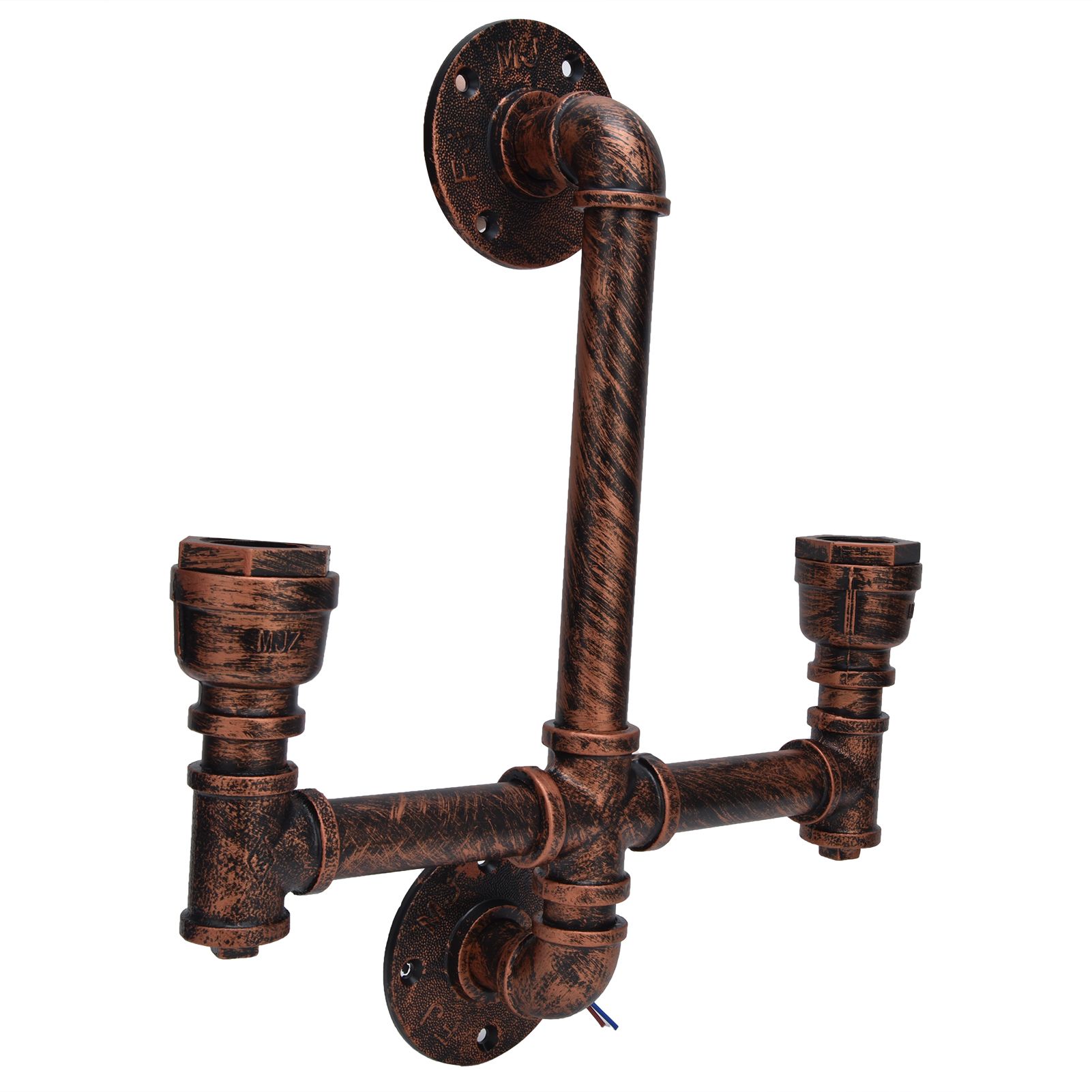 Iron Wall Lamp Double Head Water Pipe Lamp Steampunk Wall Lamp with E27 Socket view 3
