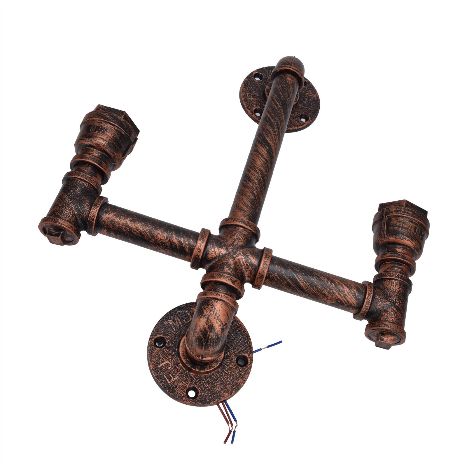 Iron Wall Lamp Double Head Water Pipe Lamp Steampunk Wall Lamp with E27 Socket view 6