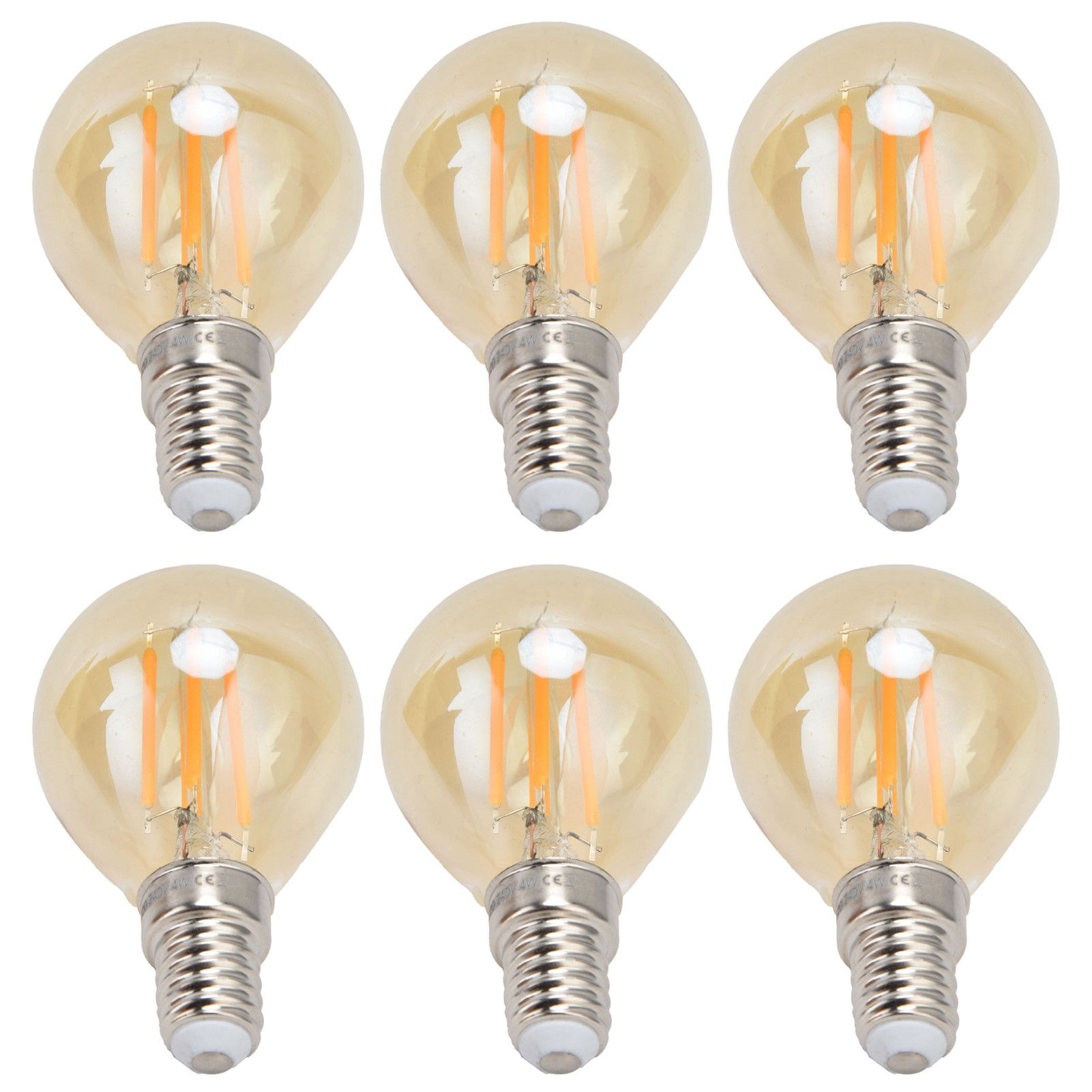 6PCS Gold G45 Vintage Bulb E14 Base Lamp for Home Light Fixtures Decorative 4W view 5