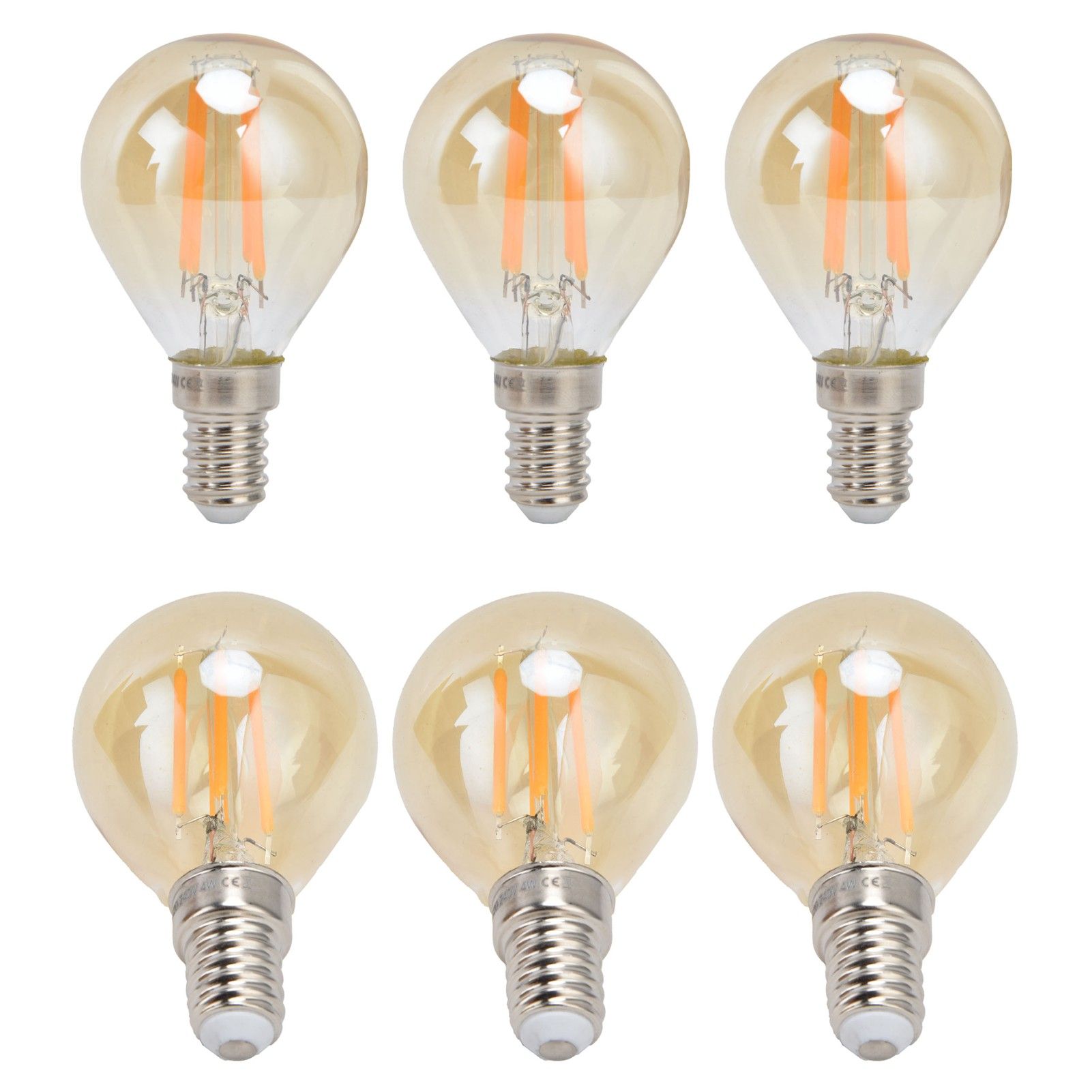 6PCS Gold G45 Vintage Bulb E14 Base Lamp for Home Light Fixtures Decorative 4W view 6