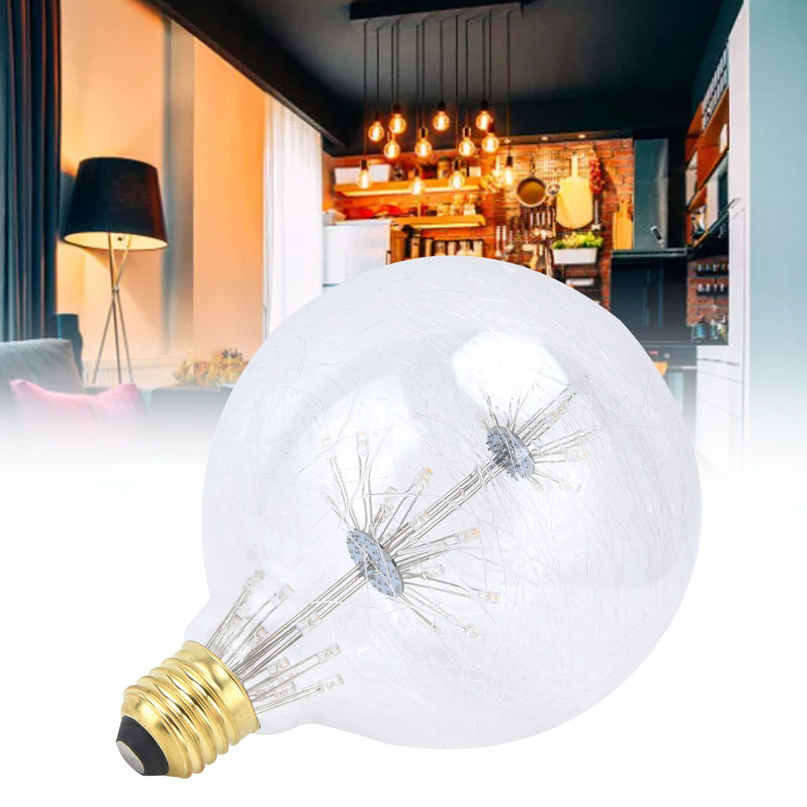 Vintage Light Bulb Glass 3W LED G125 E27 Globe Round Bulb 85‑265V Warm Light view 11