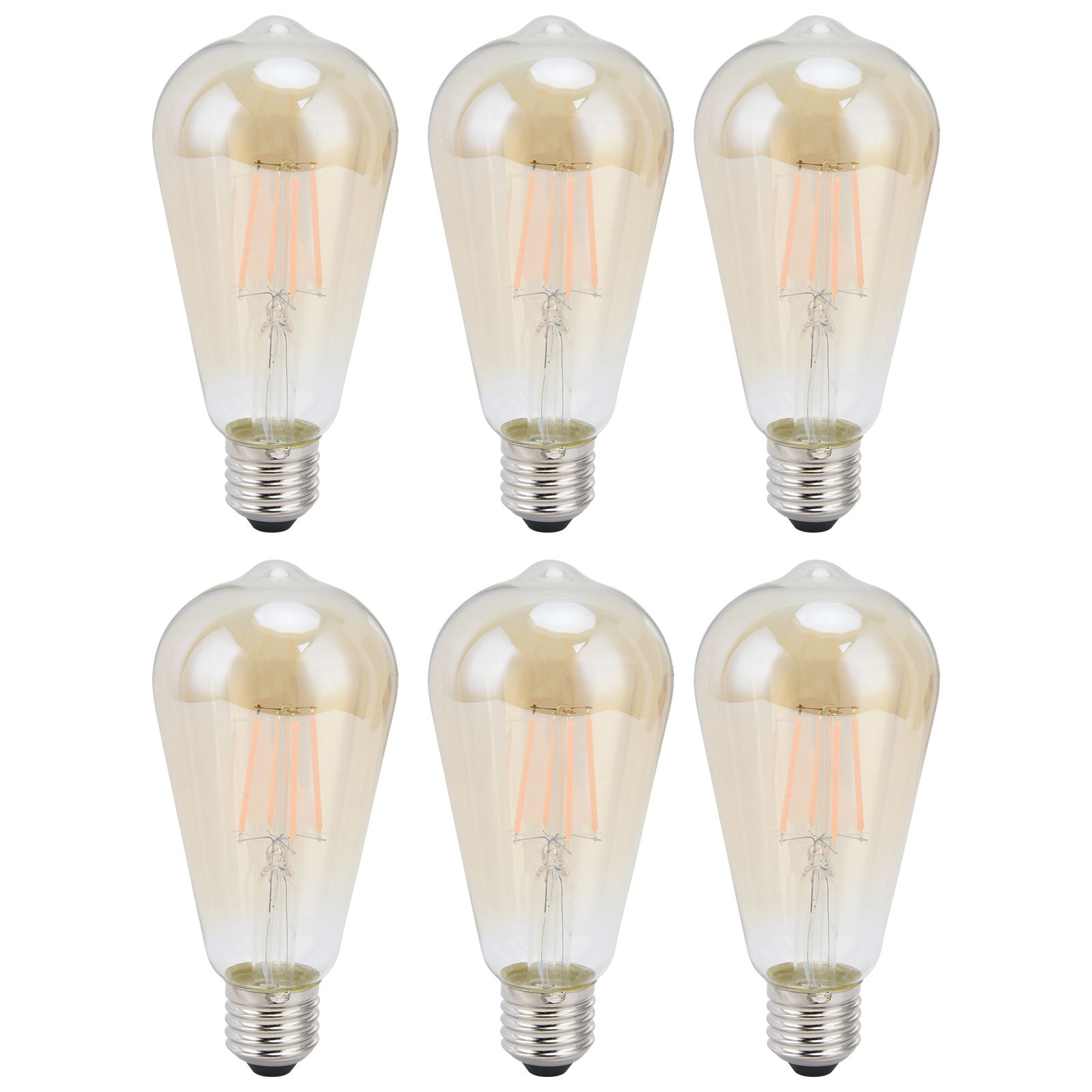 6PCS ST64 LED Filament Lamp Vintage Bulbs E27 Base Gold Glass Bulb Warm Light view 4