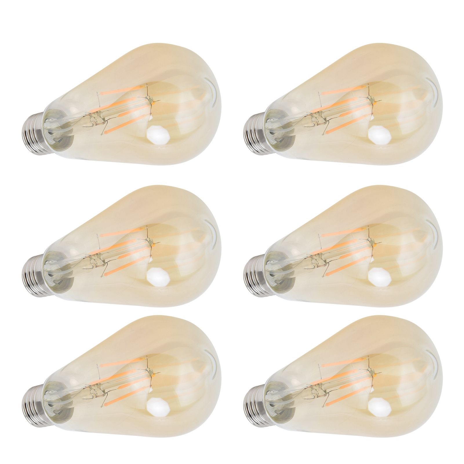 6PCS ST64 LED Filament Lamp Vintage Bulbs E27 Base Gold Glass Bulb Warm Light view 6