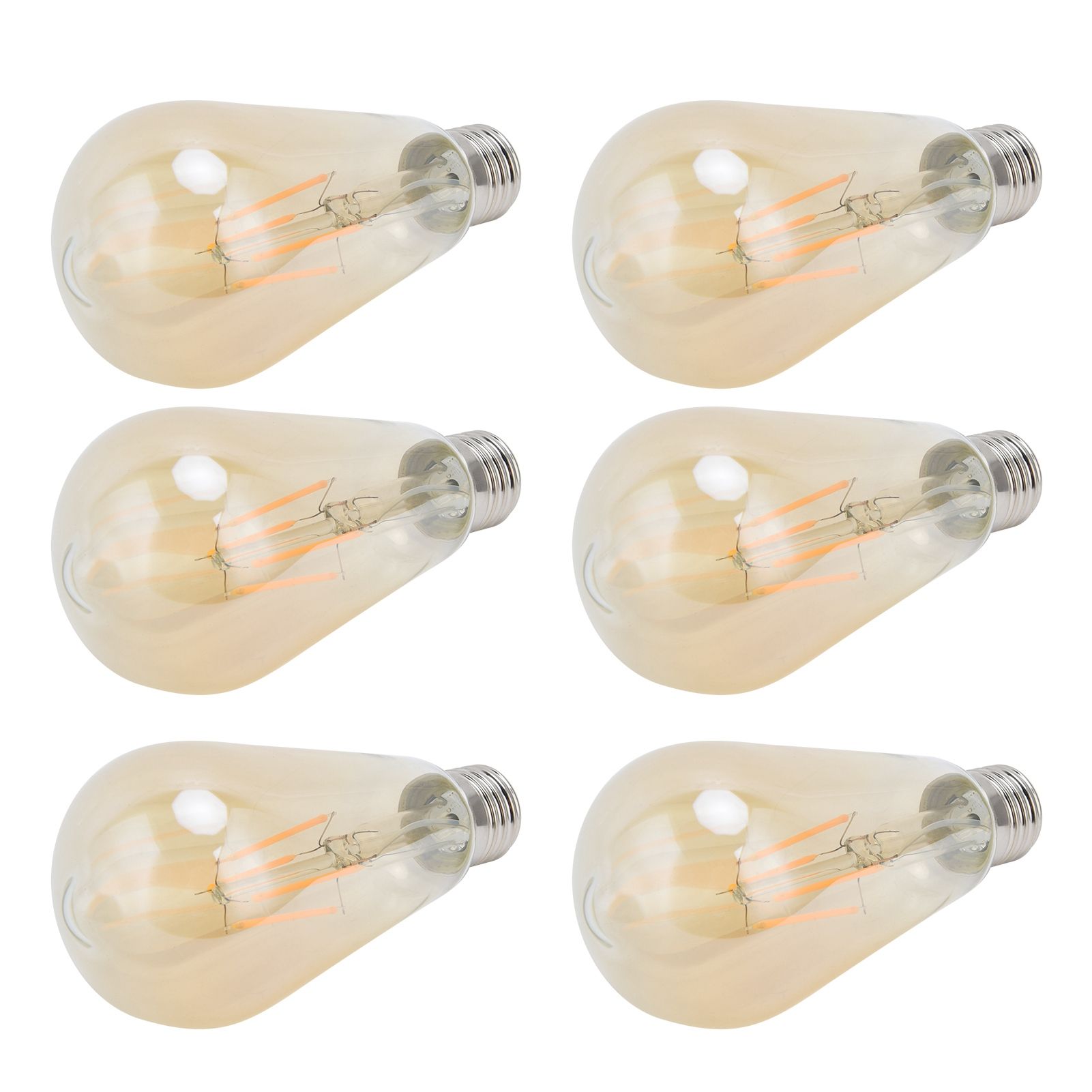 6PCS ST64 LED Filament Lamp Vintage Bulbs E27 Base Gold Glass Bulb Warm Light view 7
