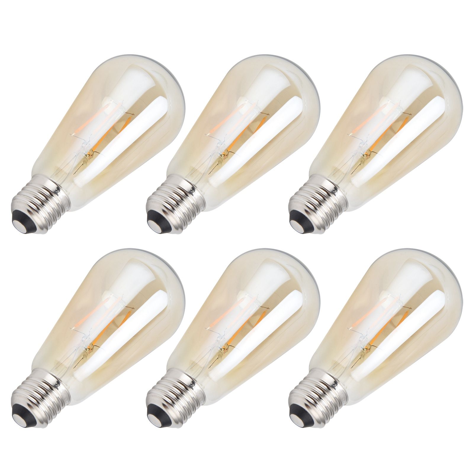 6PCS ST64 LED Filament Lamp Vintage Bulbs E27 Base Gold Glass Bulb Warm Light view 8
