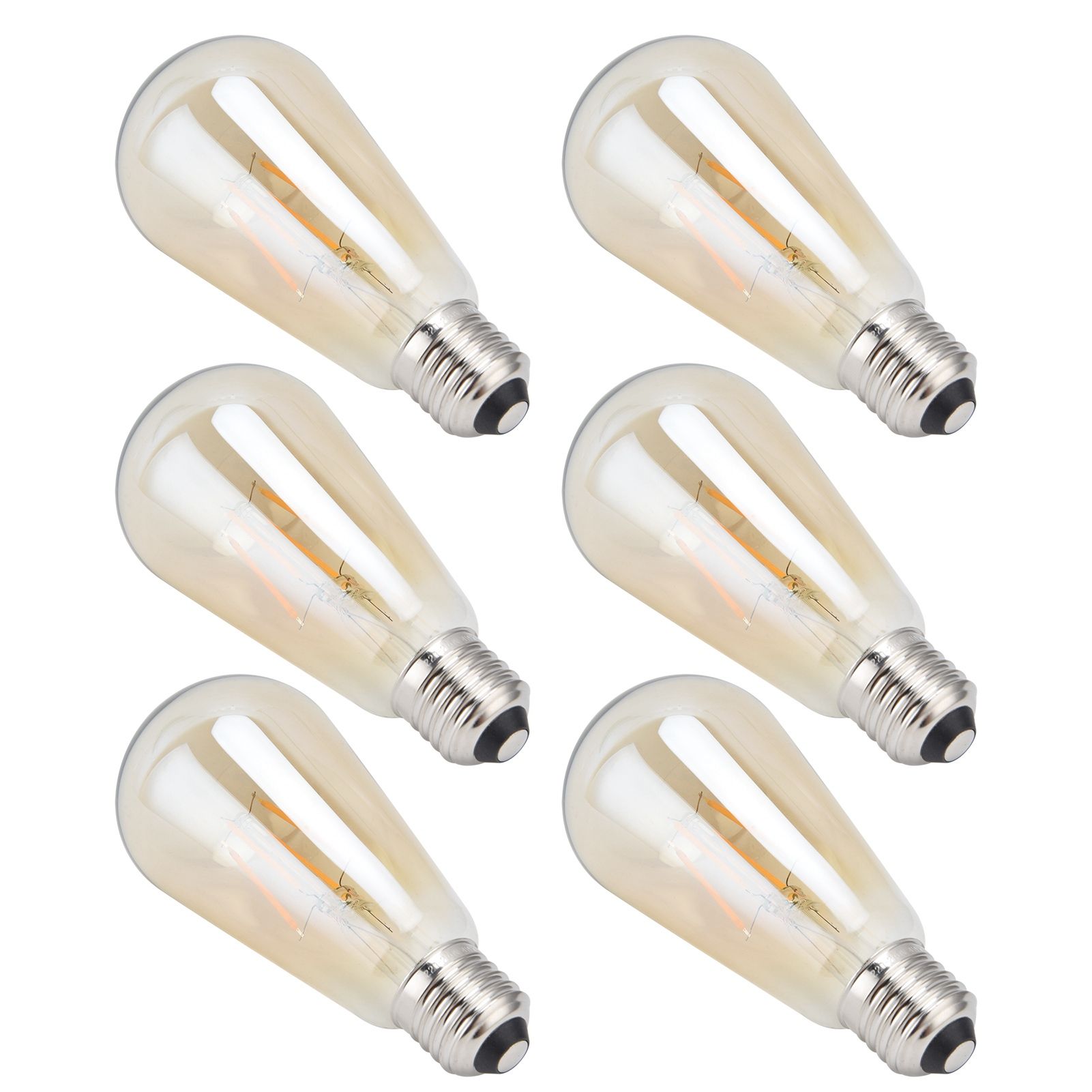 6PCS ST64 LED Filament Lamp Vintage Bulbs E27 Base Gold Glass Bulb Warm Light view 9
