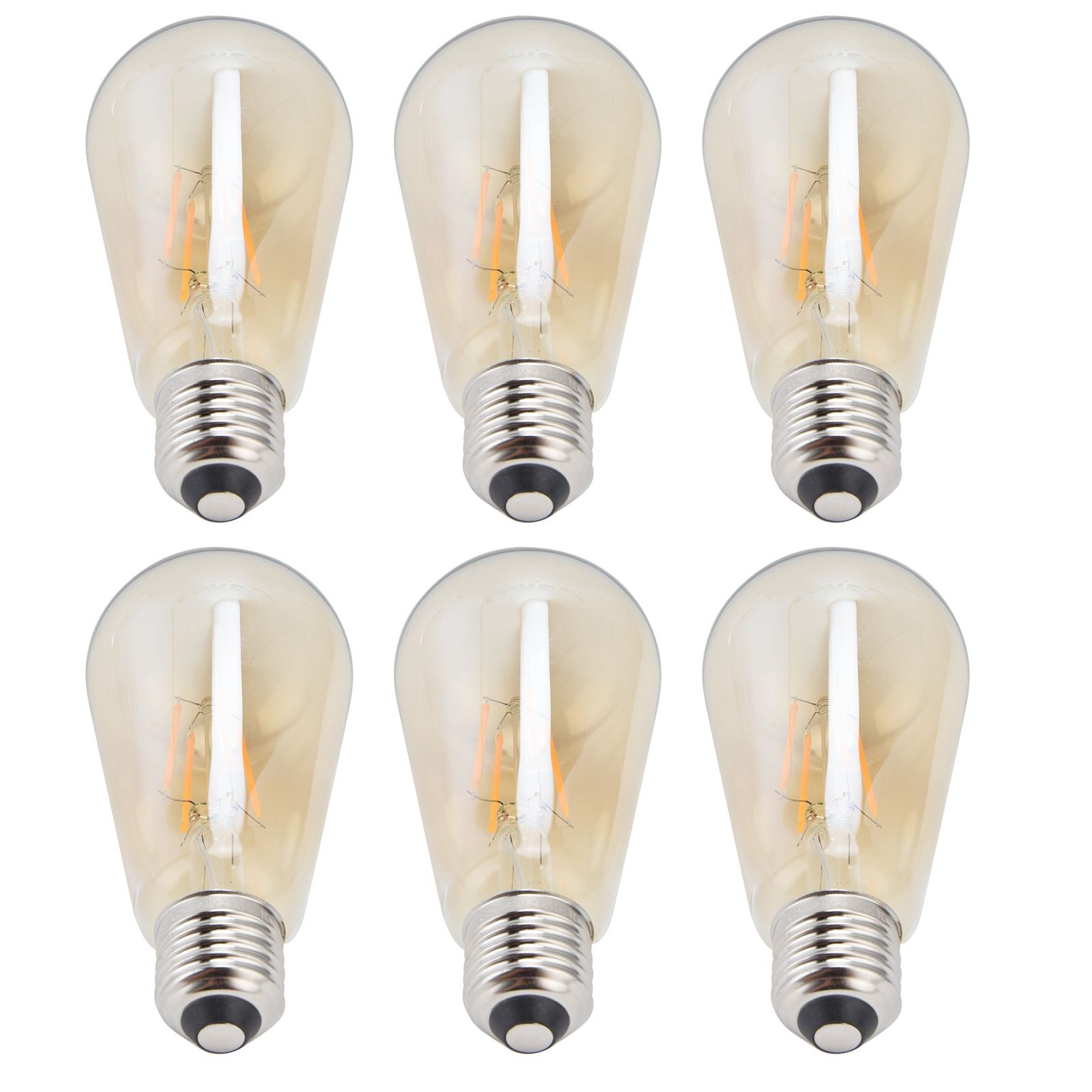 6PCS ST64 LED Filament Lamp Vintage Bulbs E27 Base Gold Glass Bulb Warm Light view 10