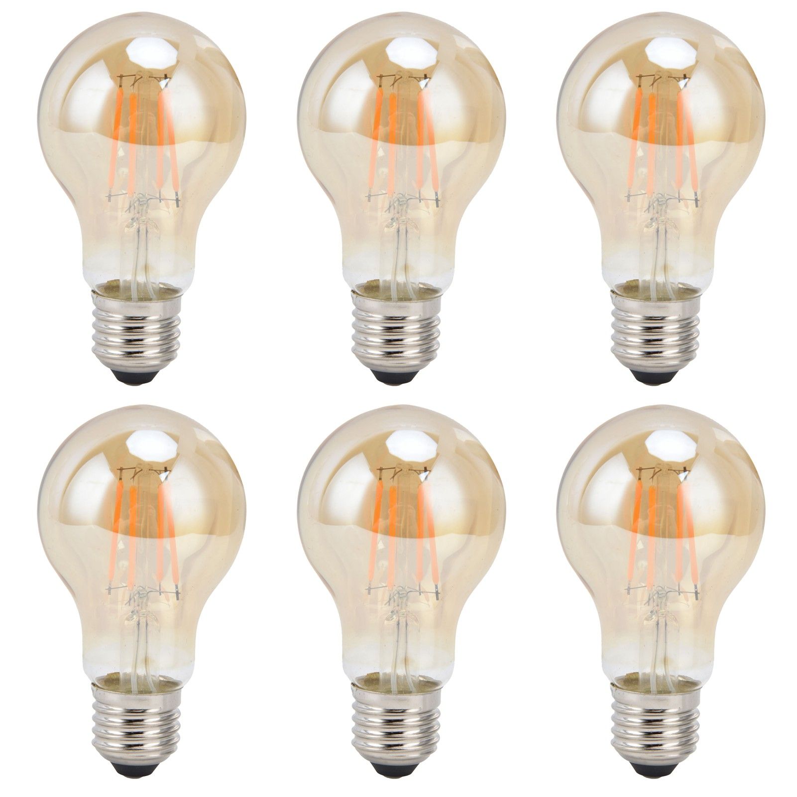 6PCS A60 LED Filament Lamp Antique Vintage Bulbs 4W E27 Base Gold Glass Bulb view 2