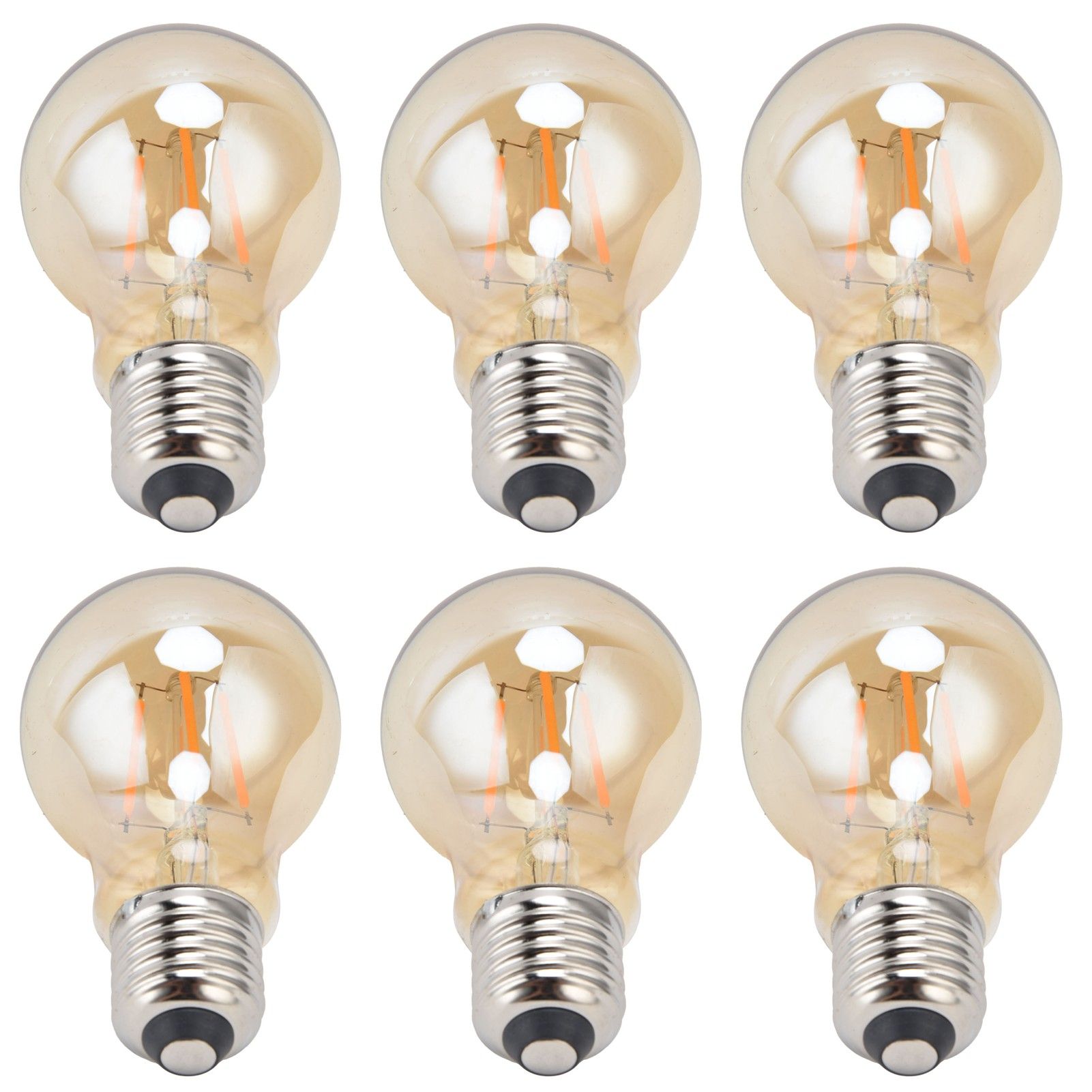 6PCS A60 LED Filament Lamp Antique Vintage Bulbs 4W E27 Base Gold Glass Bulb view 3