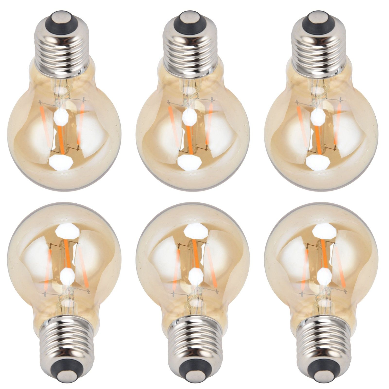 6PCS A60 LED Filament Lamp Antique Vintage Bulbs 4W E27 Base Gold Glass Bulb view 6