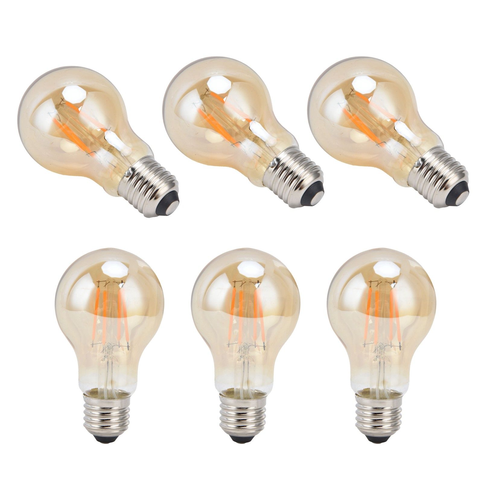 6PCS A60 LED Filament Lamp Antique Vintage Bulbs 4W E27 Base Gold Glass Bulb view 8
