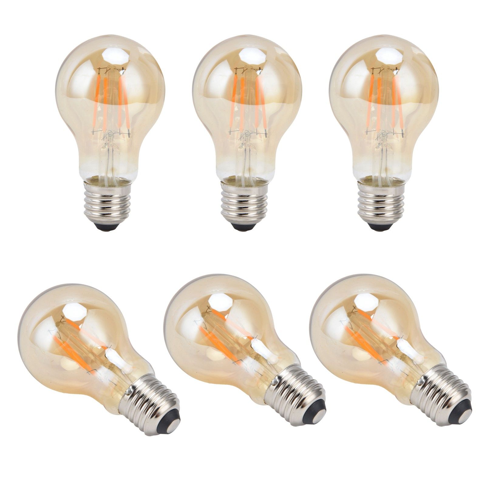 6PCS A60 LED Filament Lamp Antique Vintage Bulbs 4W E27 Base Gold Glass Bulb view 9