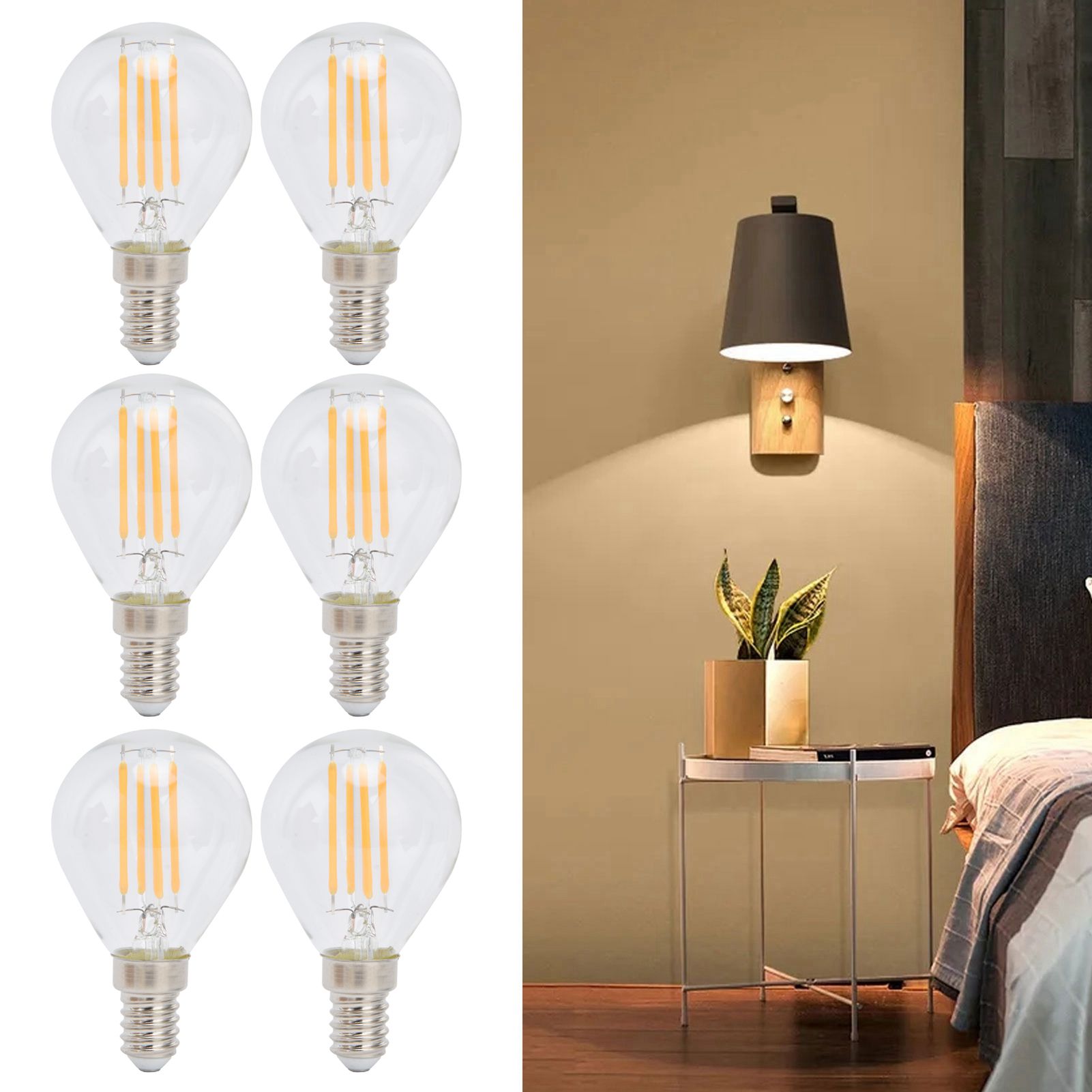 6PCS G45 Vintage Bulb Transparent E14 Base Lamp for Home Decorative Light view 11