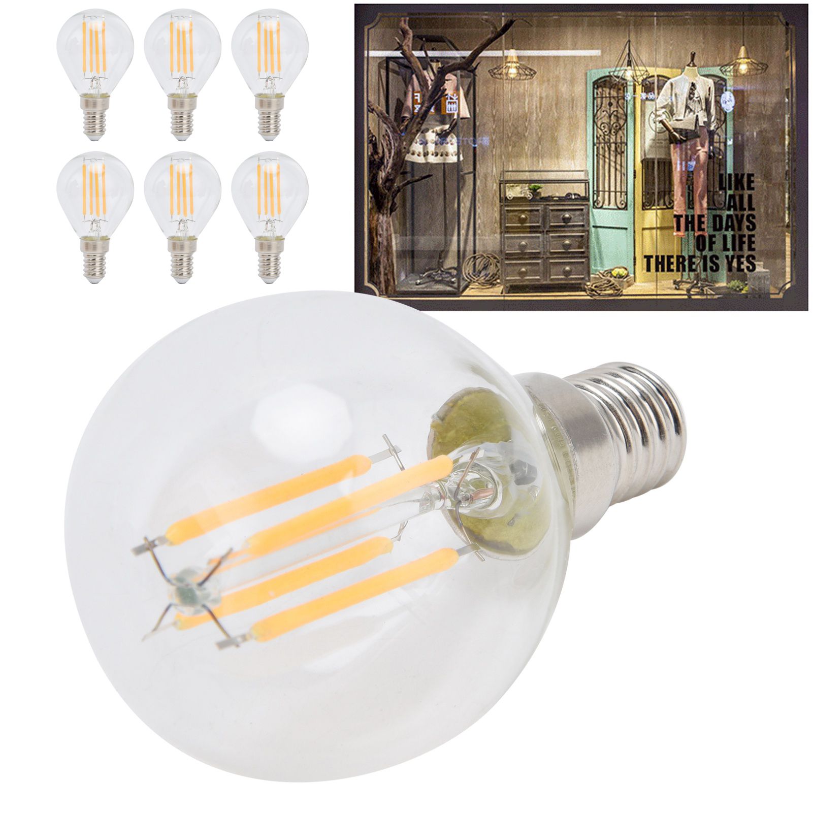 6PCS G45 Vintage Bulb Transparent E14 Base Lamp for Home Decorative Light view 12