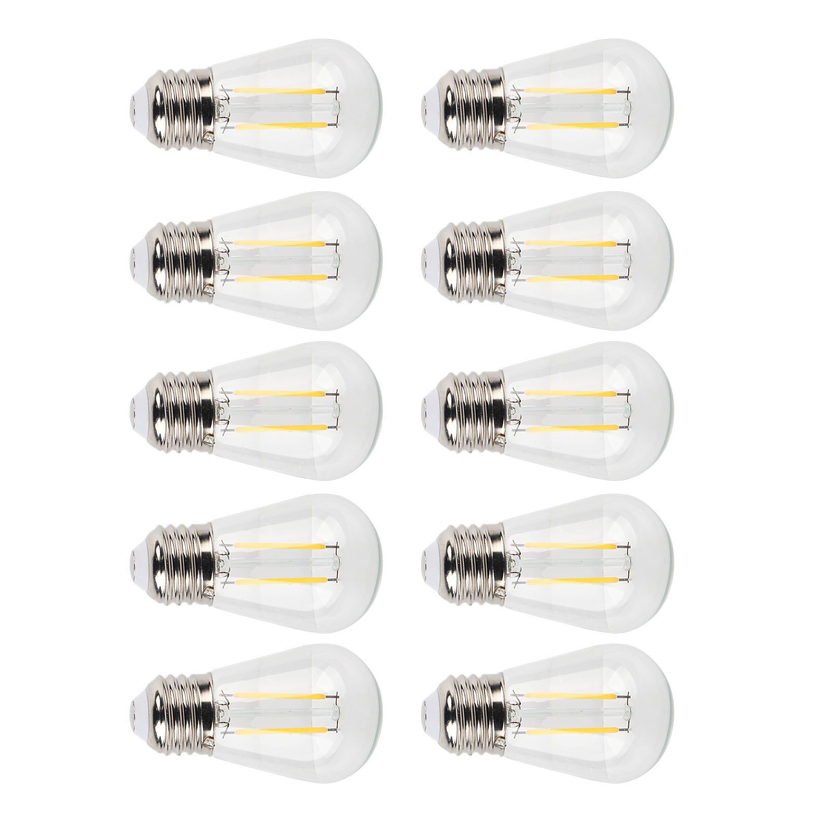 10Pcs Vintage Light Bulb S14 E27 180LM Transparent Glass LED Filament Bulbs 2W