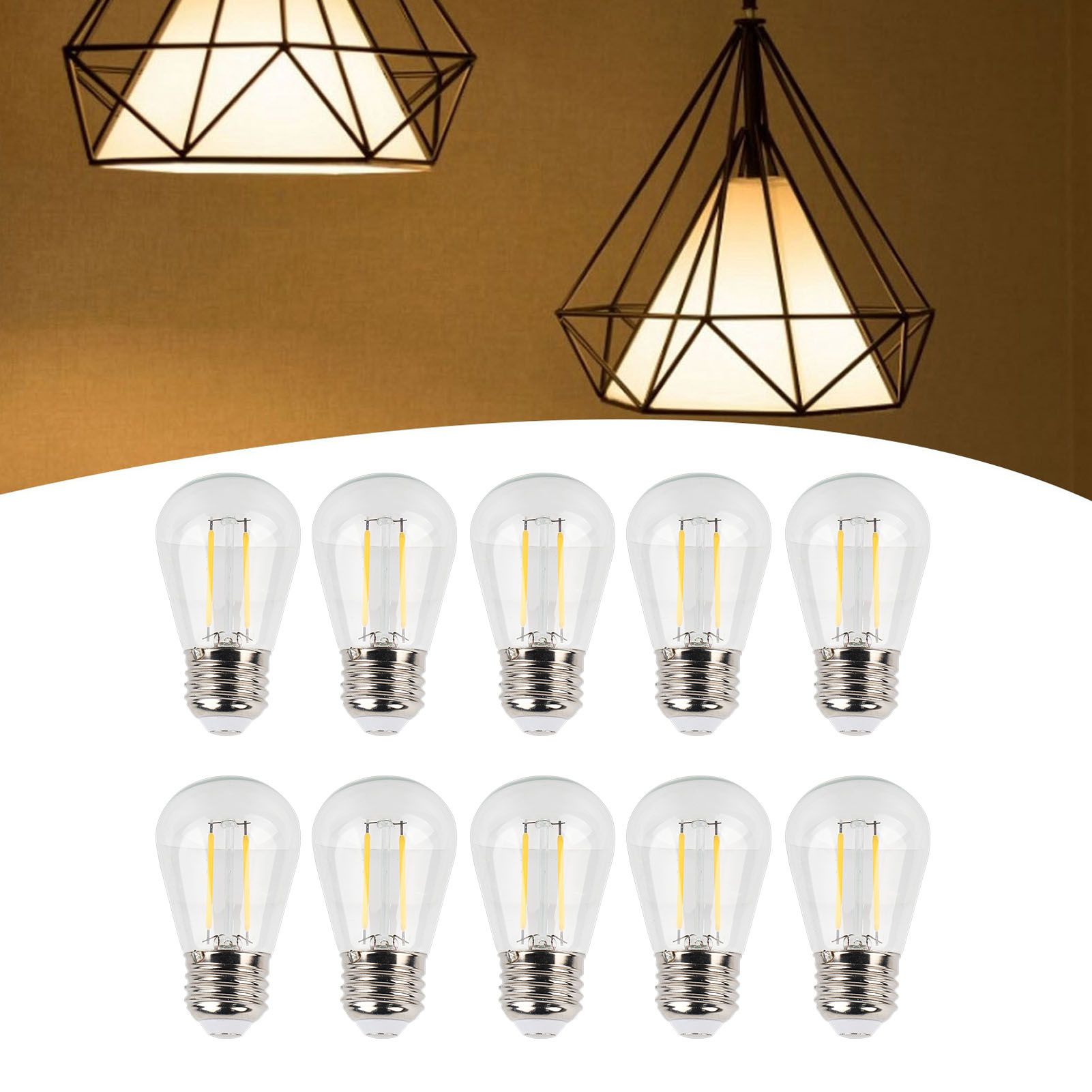 10Pcs Vintage Light Bulb S14 E27 180LM Transparent Glass LED Filament Bulbs 2W view 12
