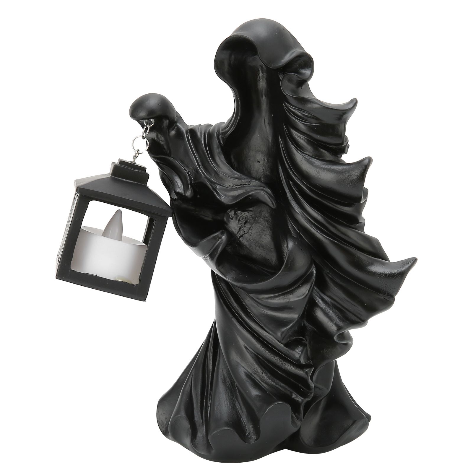 LED Halloween Ornament Resin Witch Sculpture Statue Lantern for Garden Terrace view 3