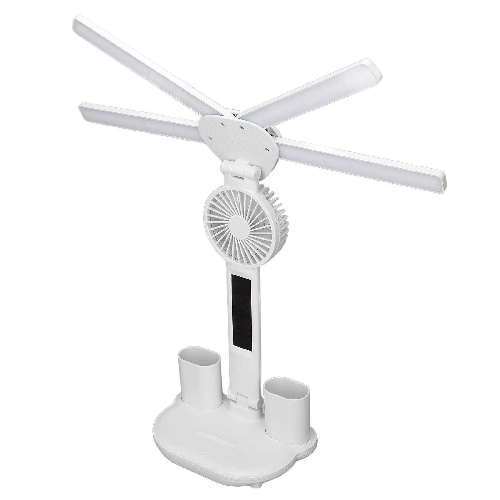 4 Arms Foldable Desk Lamp with Fan Rechargeable 3 Colors Adjustable LED Desk view 10