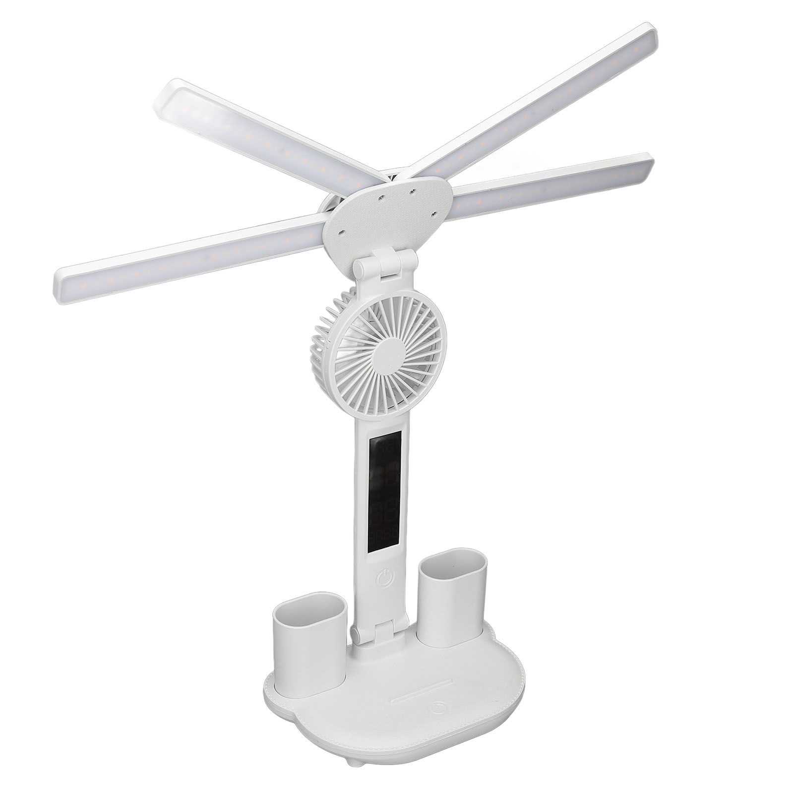 4 Arms Foldable Desk Lamp with Fan Rechargeable 3 Colors Adjustable LED Desk view 12